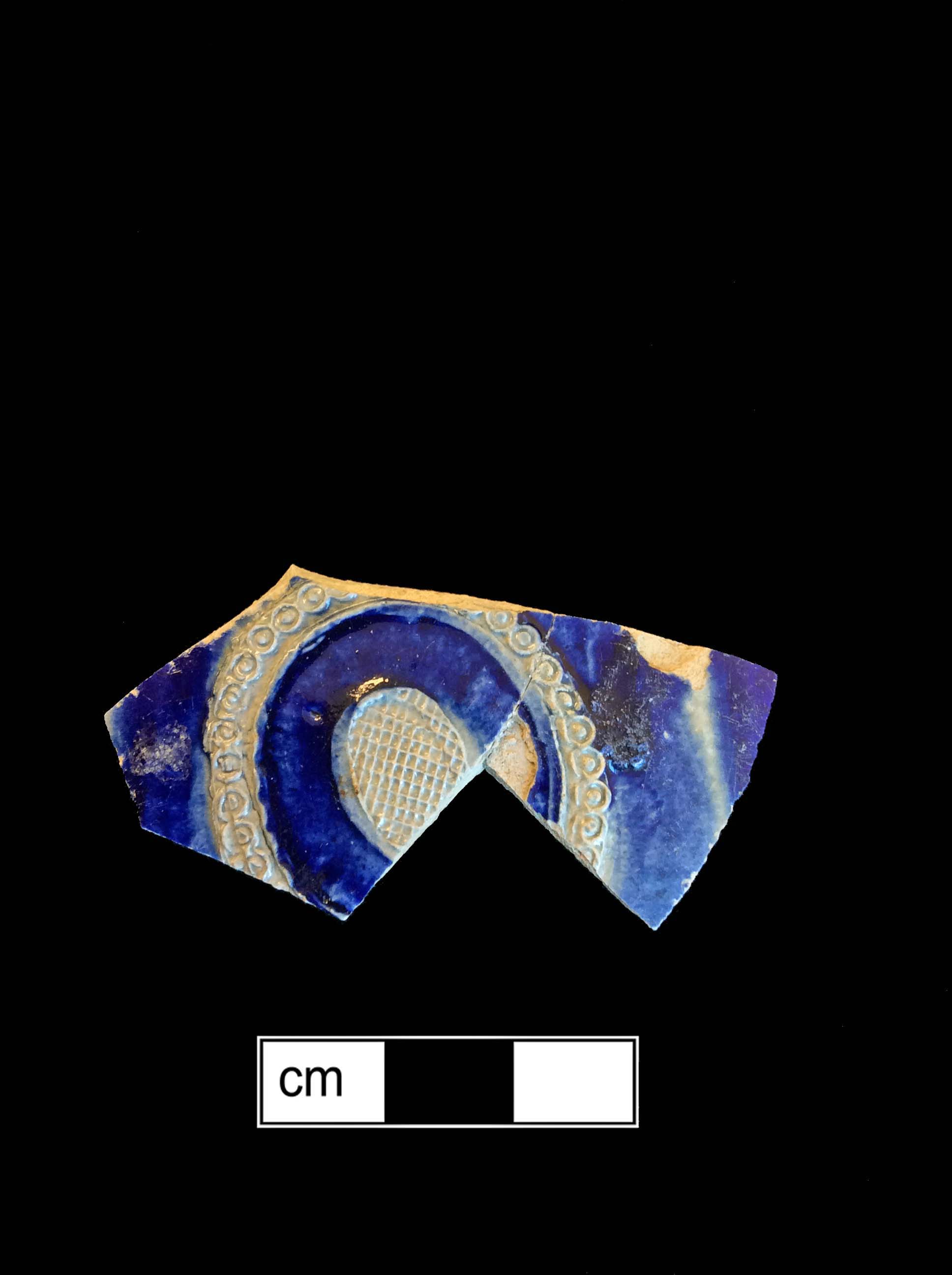 Image of Rhenish blue on gray stoneware fragment.