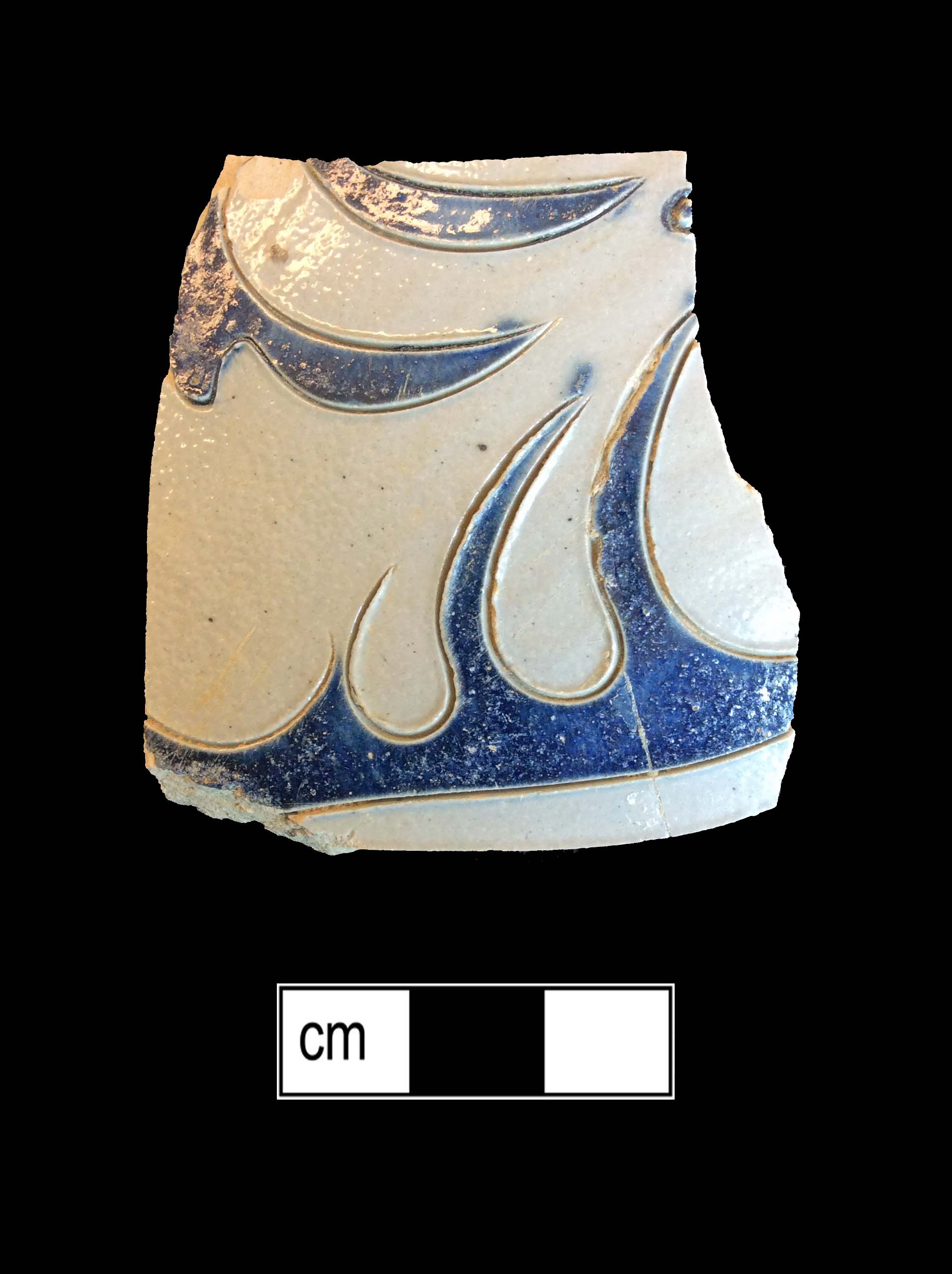 Image of Rhenish blue on gray stoneware fragment.