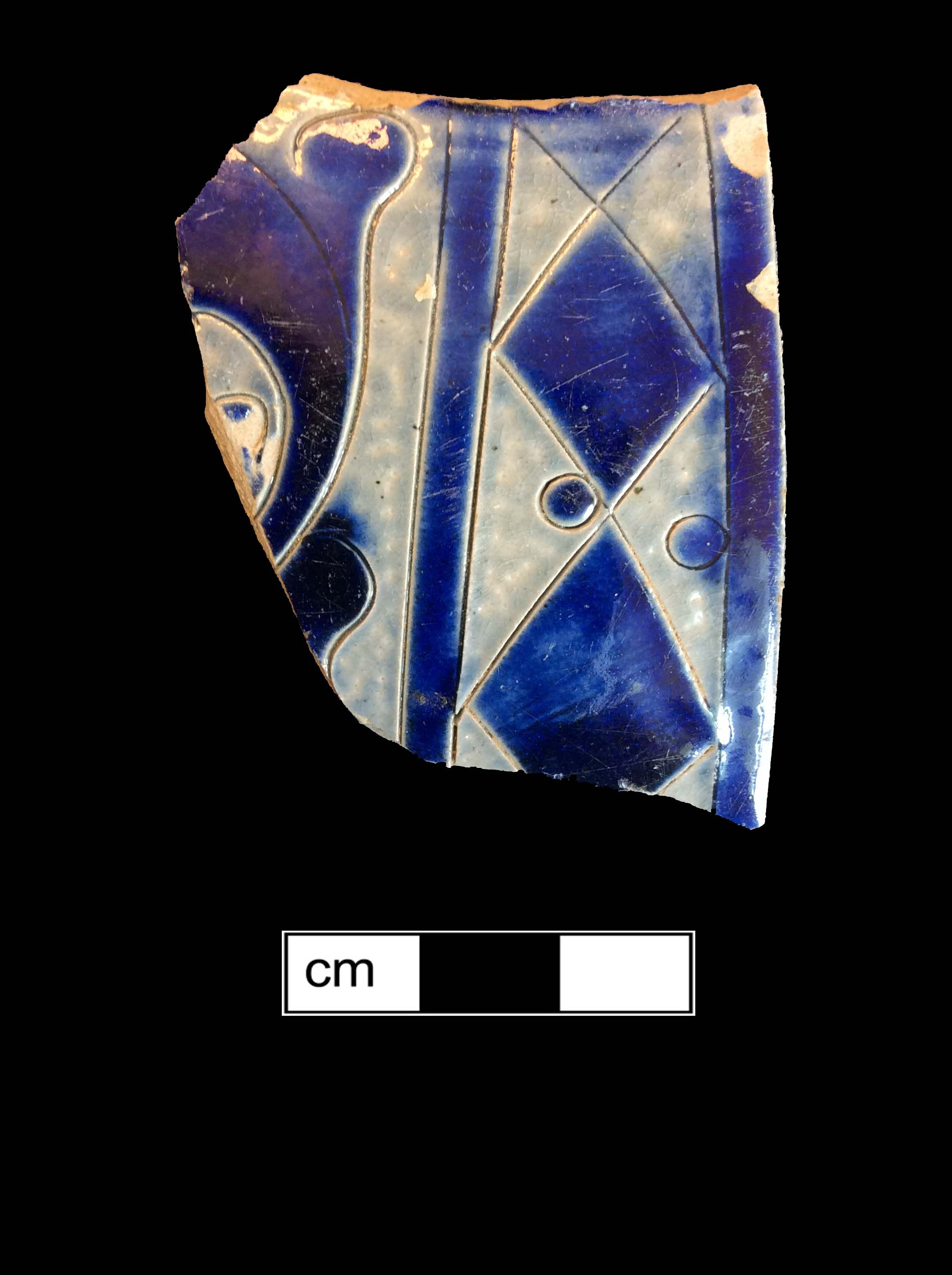 Image of Rhenish blue on gray stoneware fragment.
