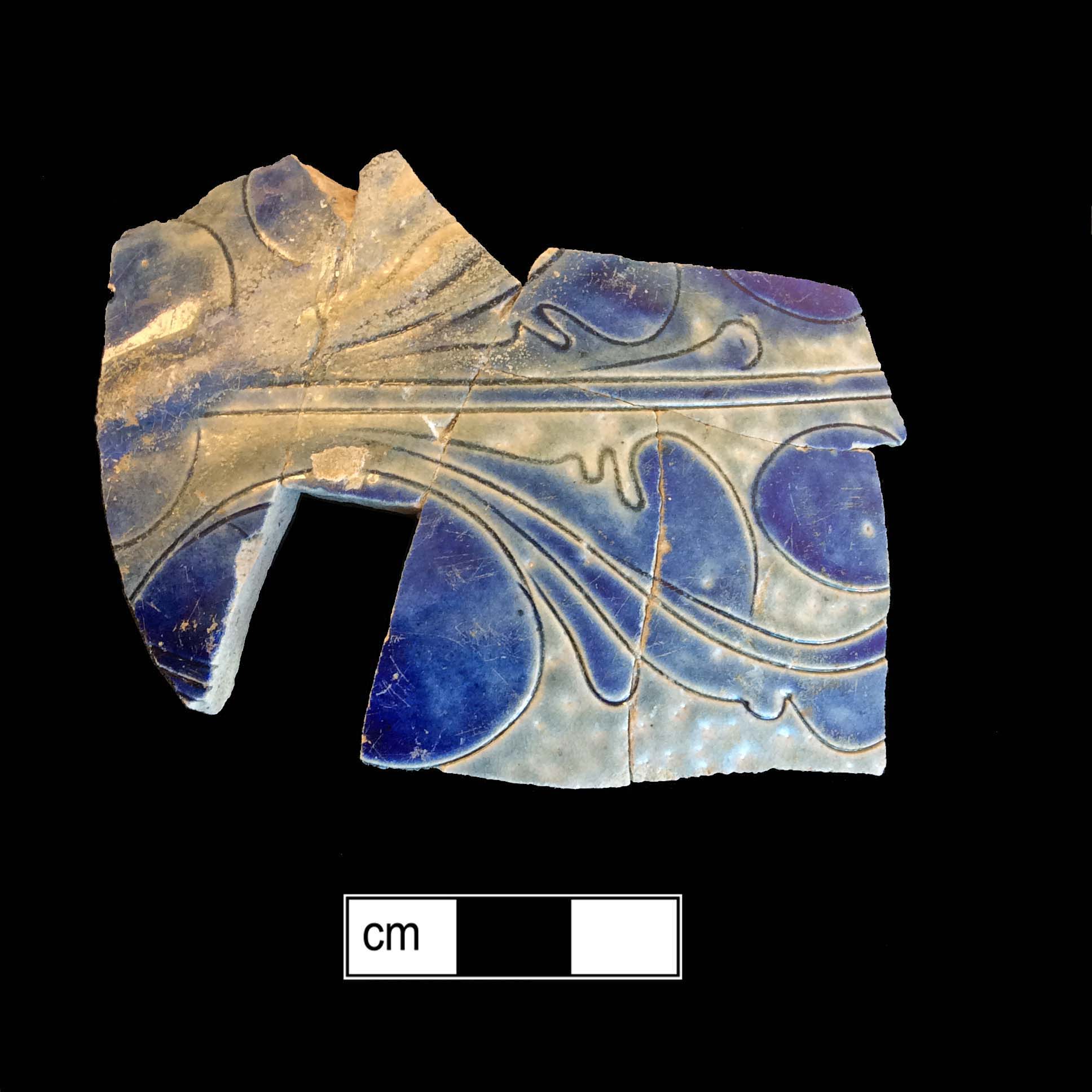 Image of Rhenish blue on gray stoneware fragment.