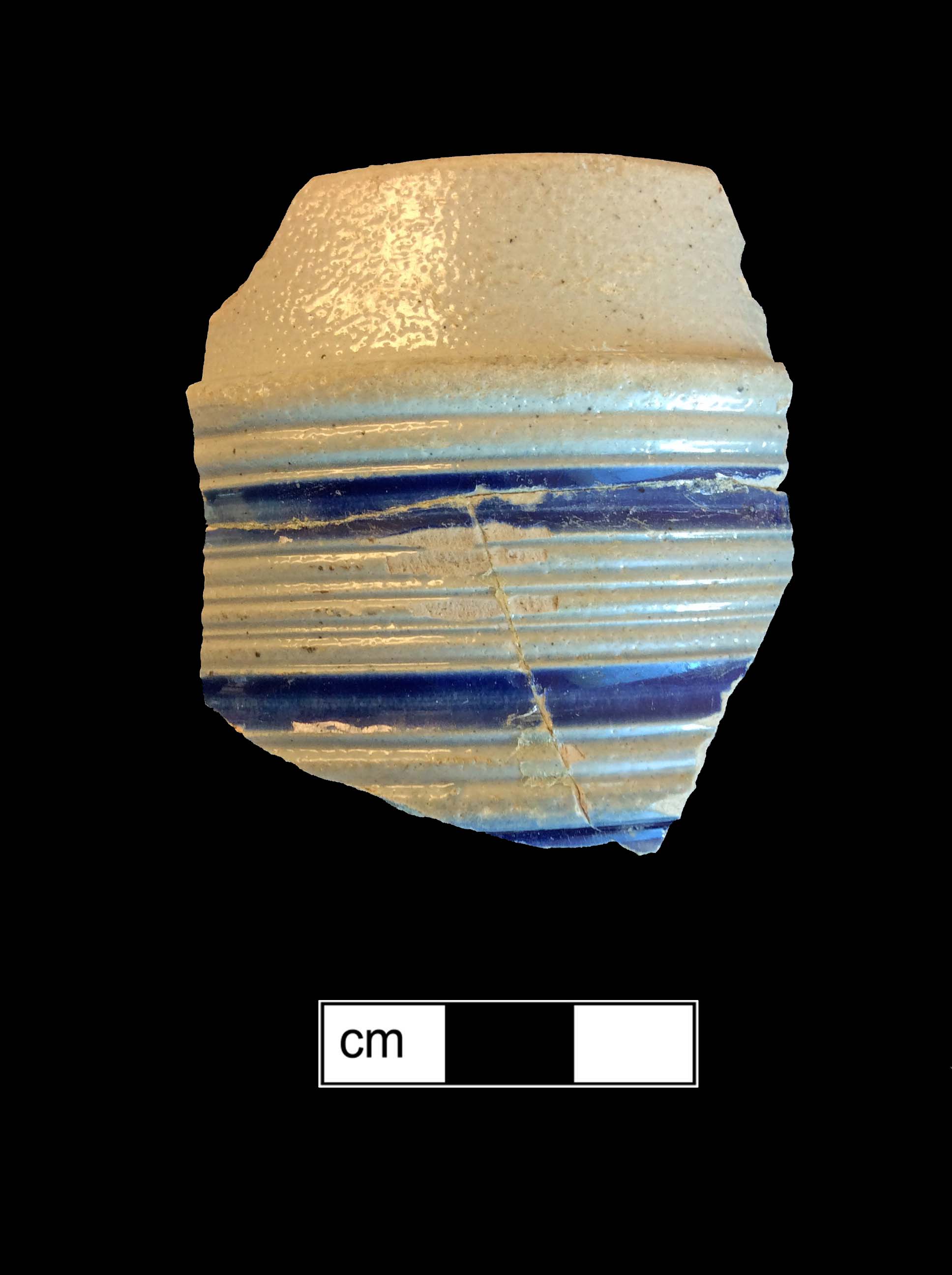 Image of Rhenish blue on gray stoneware fragment.