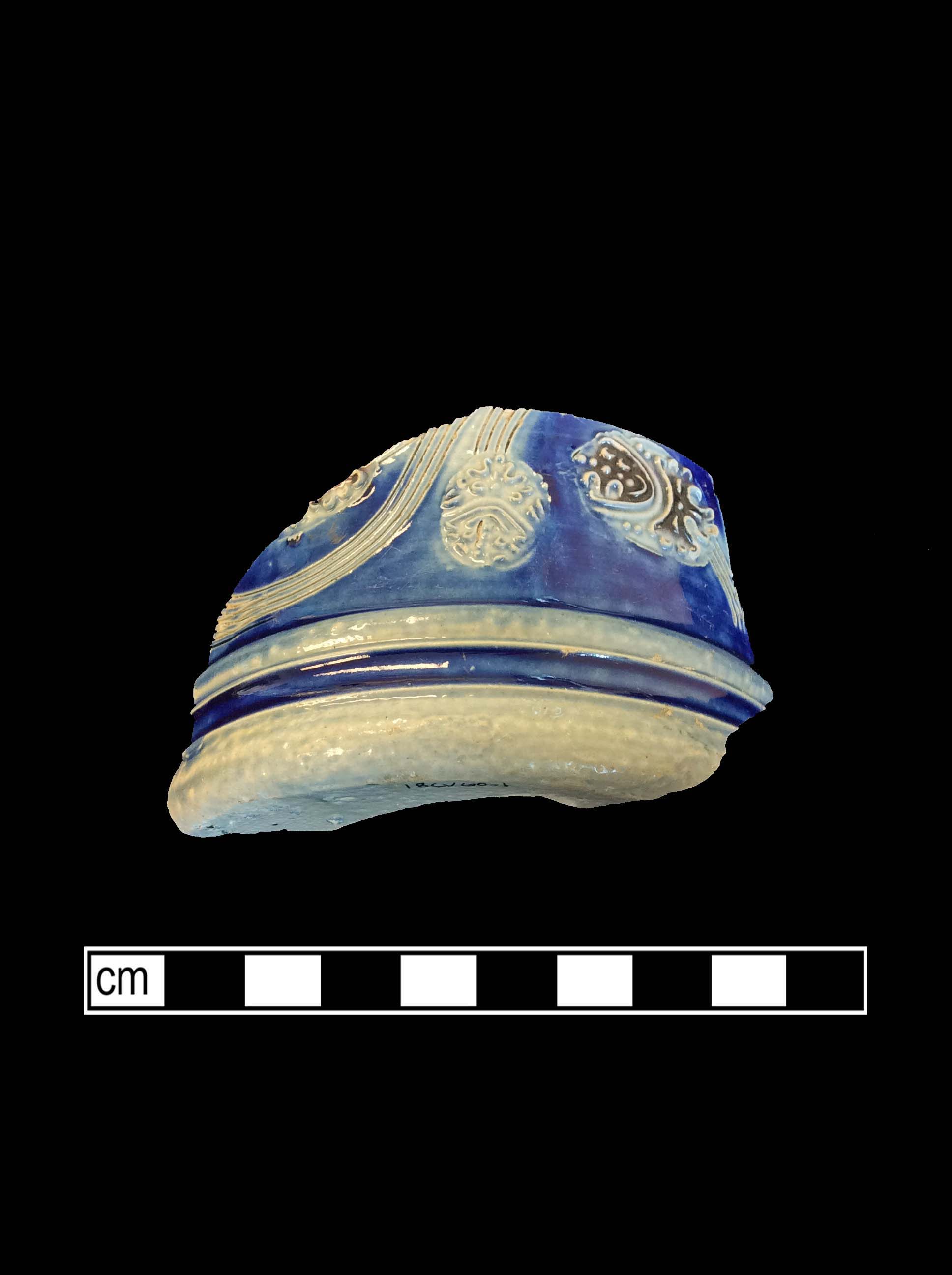 Image of Rhenish blue on gray stoneware fragment.
