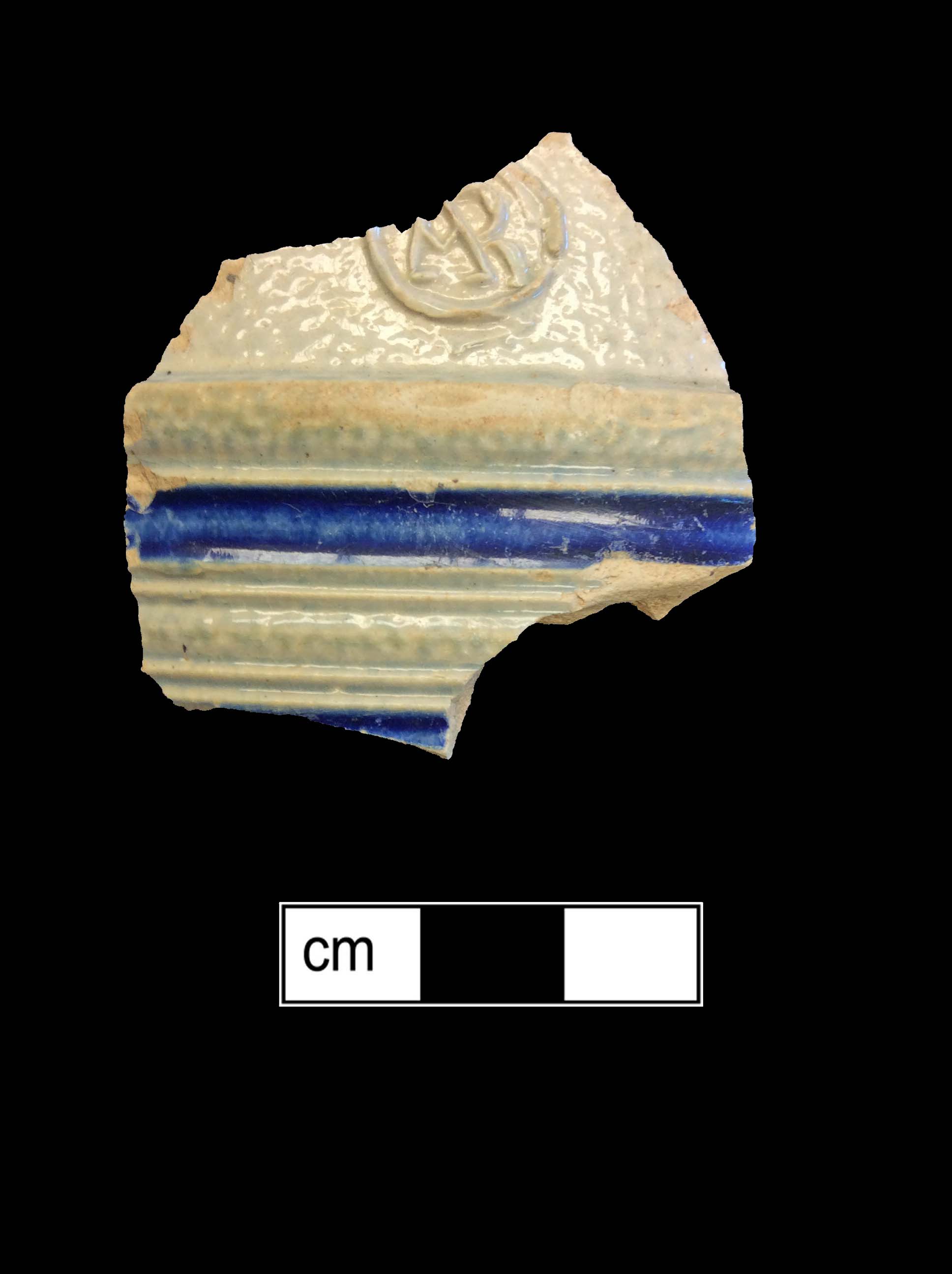 Image of Rhenish blue on gray stoneware fragment.