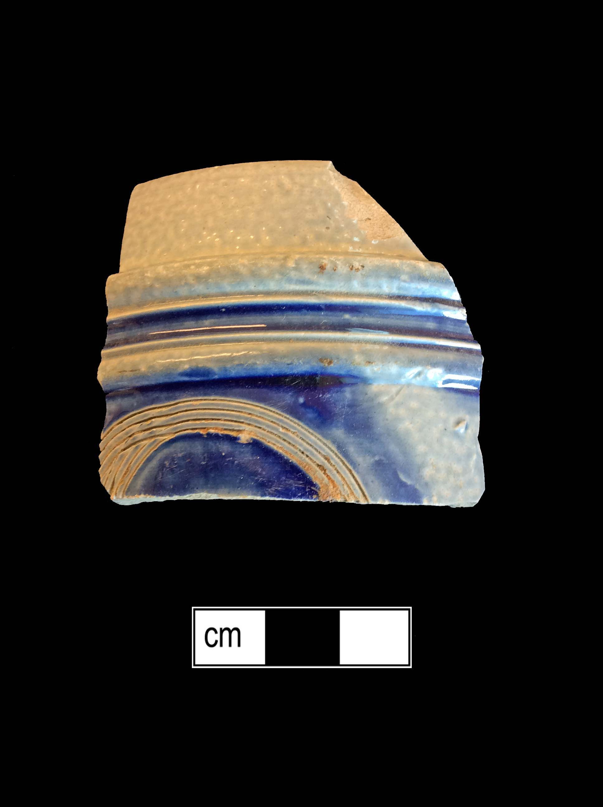 Image of Rhenish blue on gray stoneware fragment.