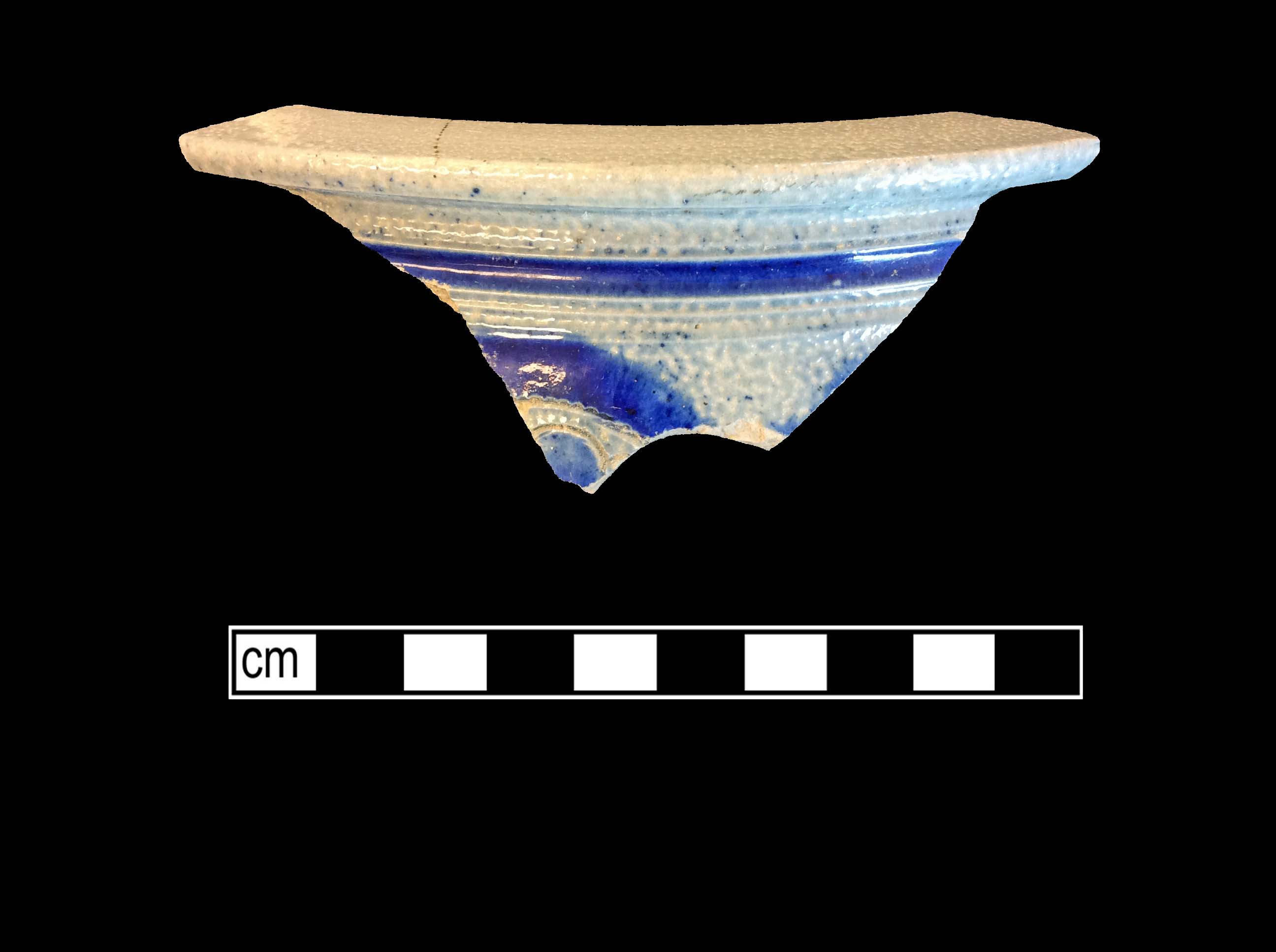 Image of Rhenish blue on gray stoneware fragment.
