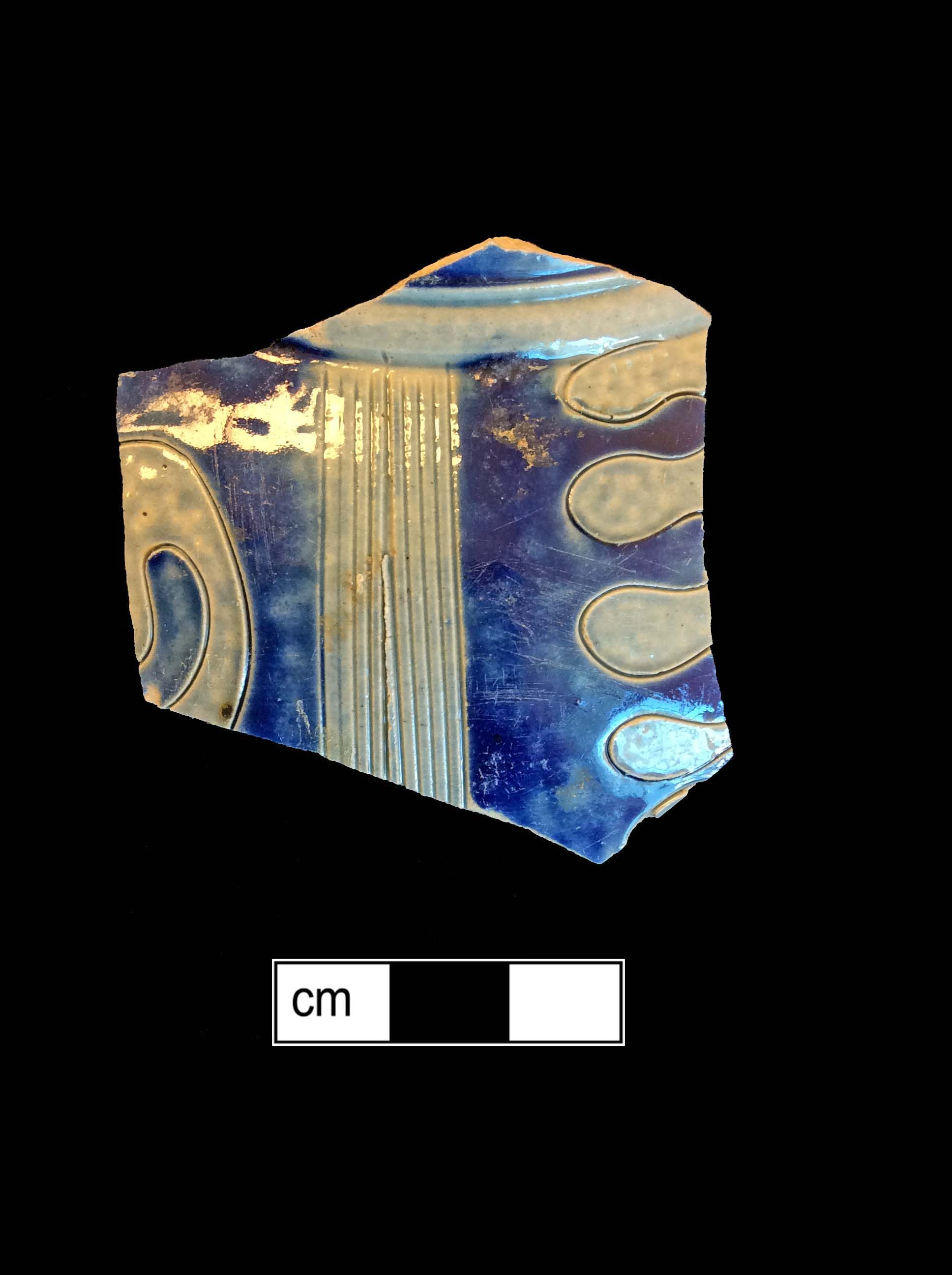 Image of Rhenish blue on gray stoneware fragment.