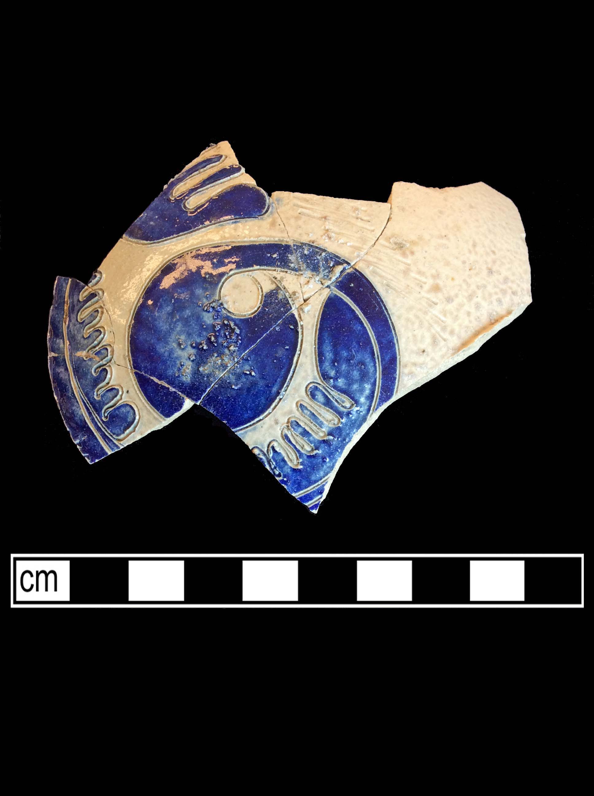 Image of Rhenish blue on gray stoneware fragment.