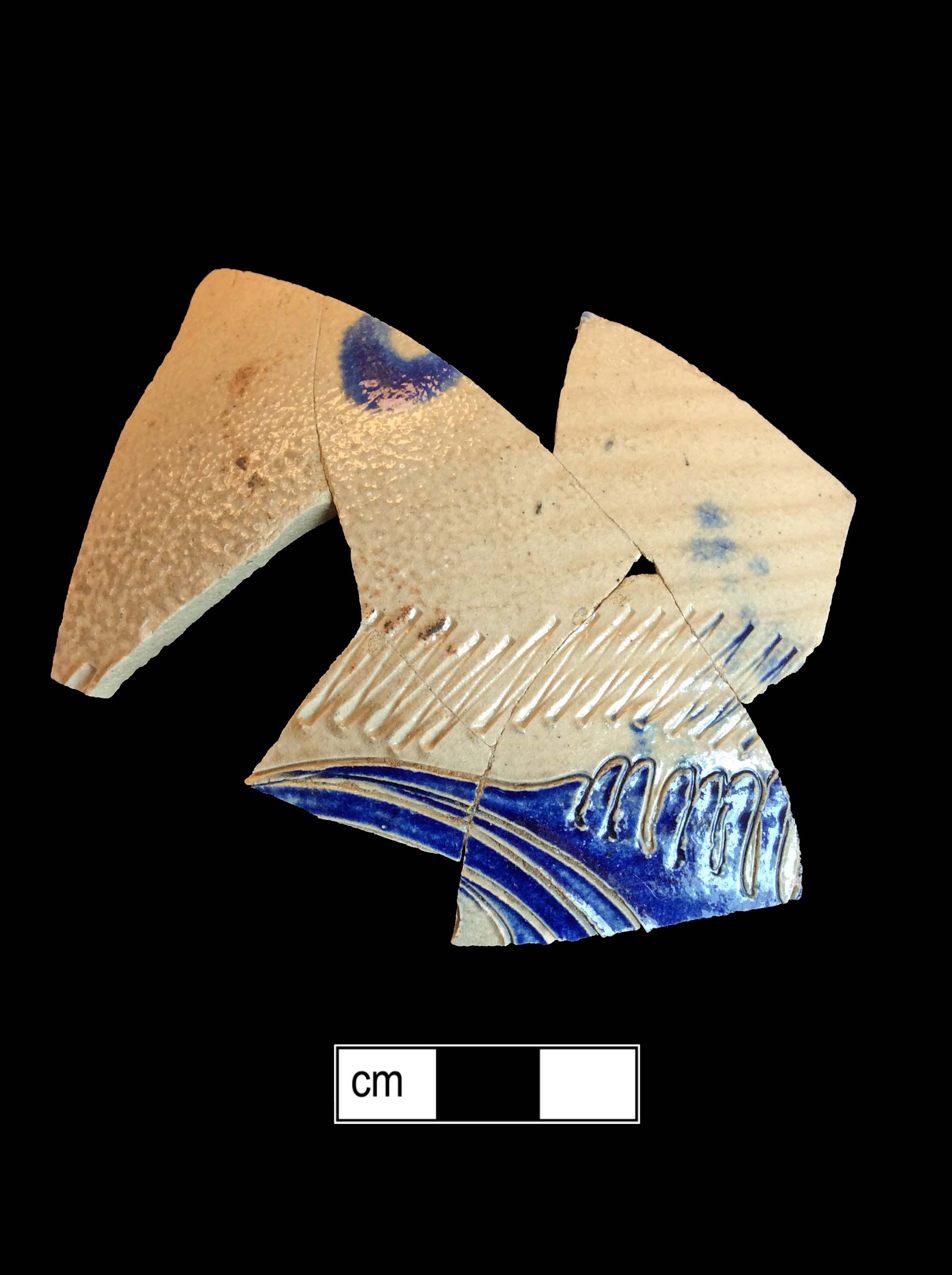 Image of Rhenish blue on gray stoneware fragment.