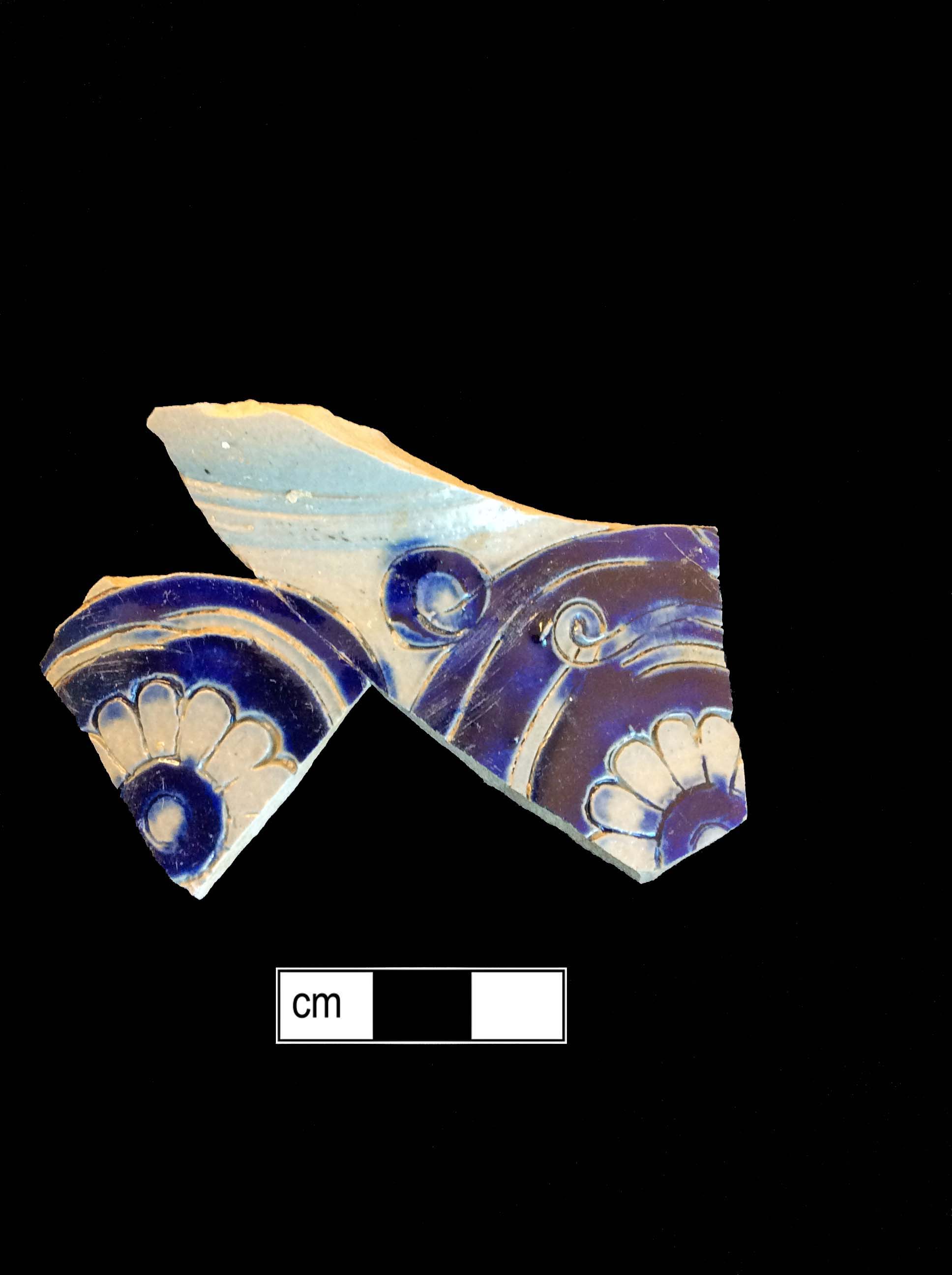 Image of Rhenish blue on gray stoneware fragment.