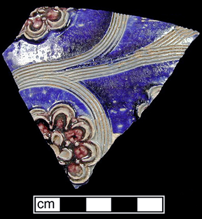 Image of Rhenish blue on gray stoneware fragment.