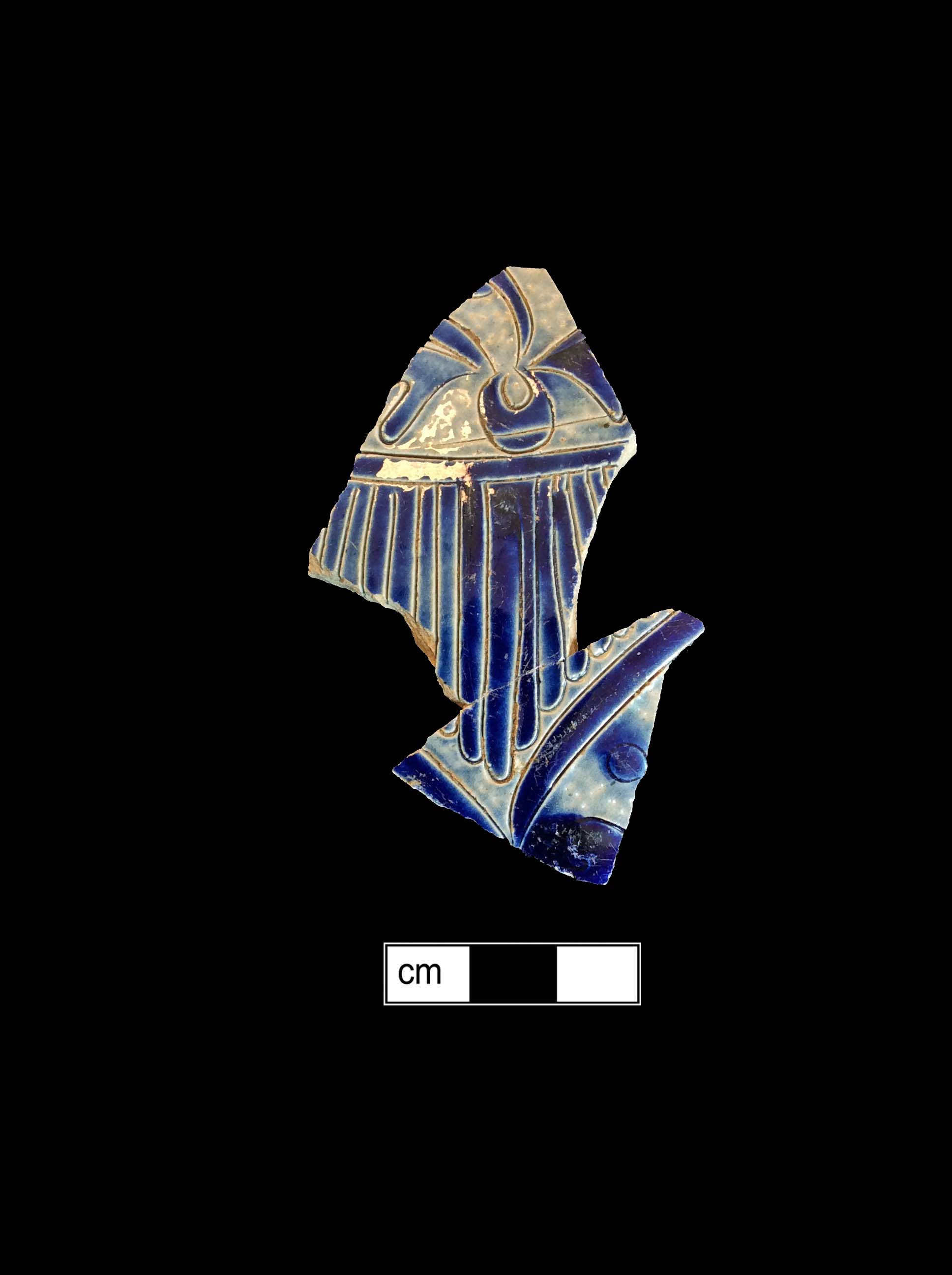 Image of Rhenish blue on gray stoneware fragment.