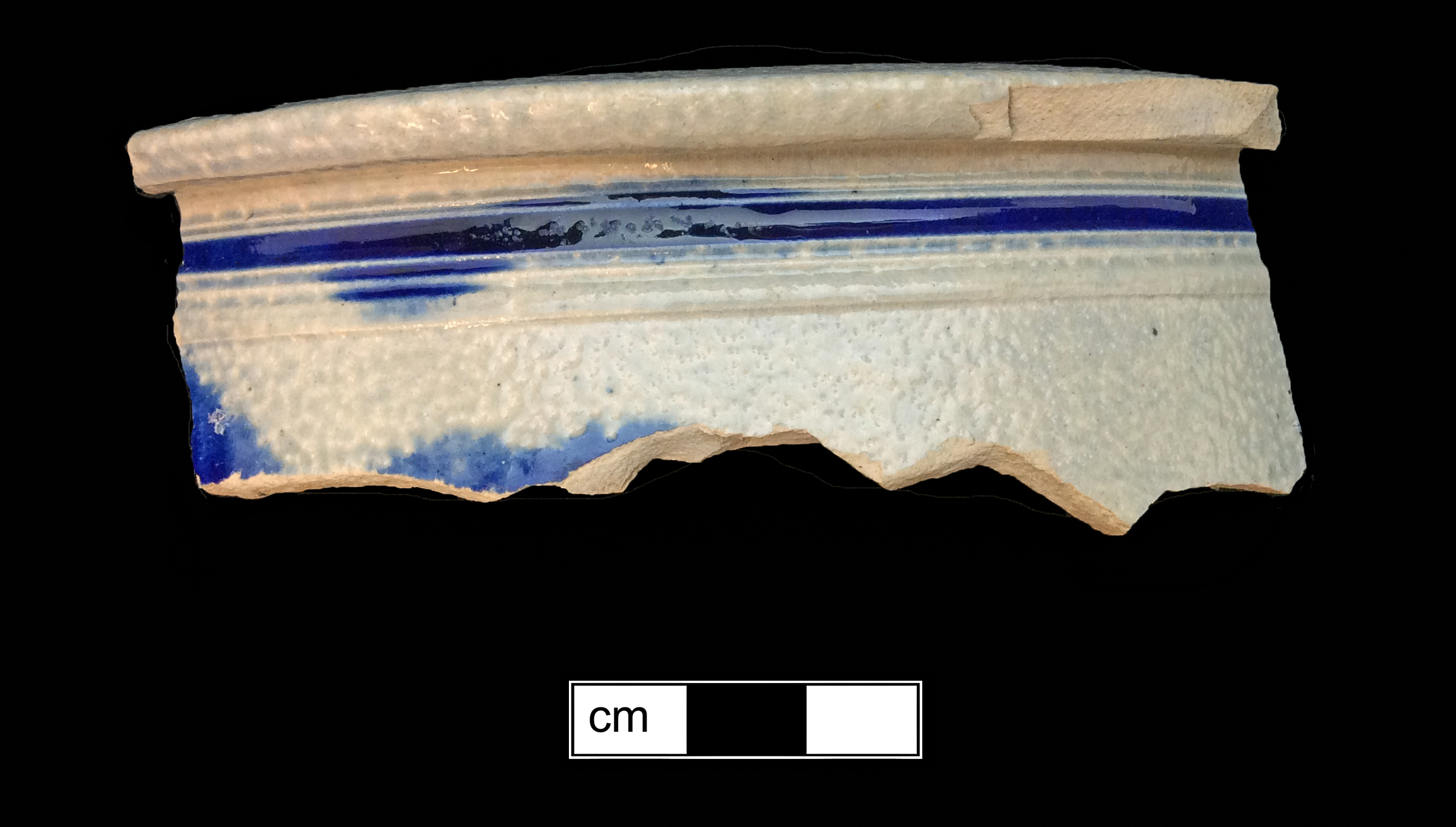 Image of Rhenish blue on gray stoneware fragment.
