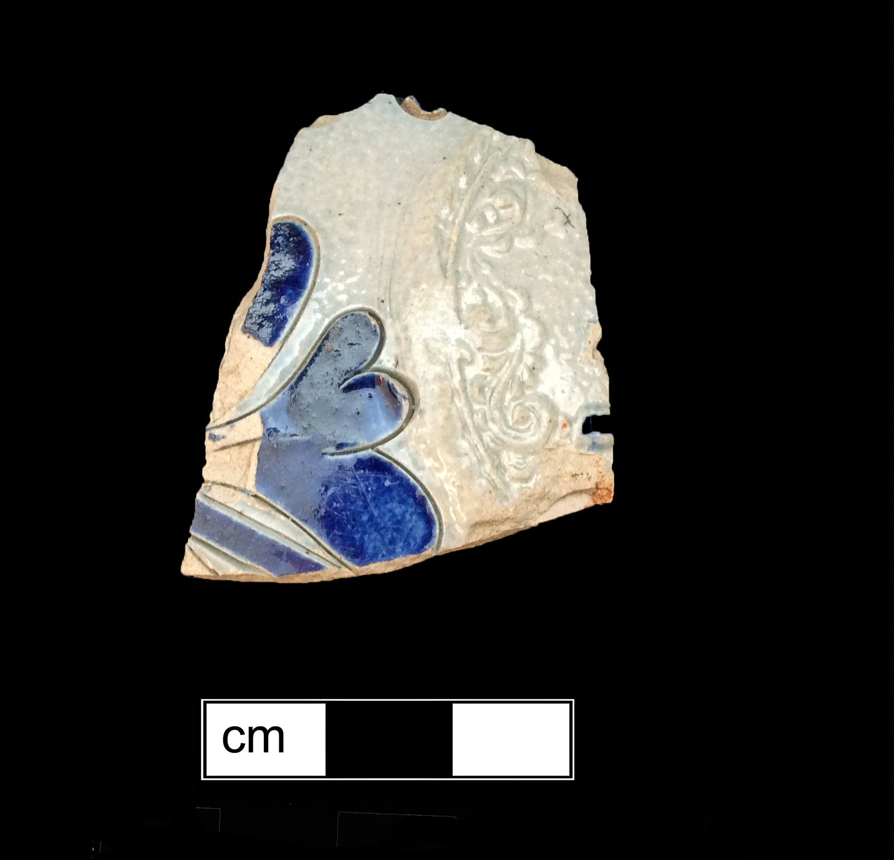 Image of Rhenish blue on gray stoneware fragment.