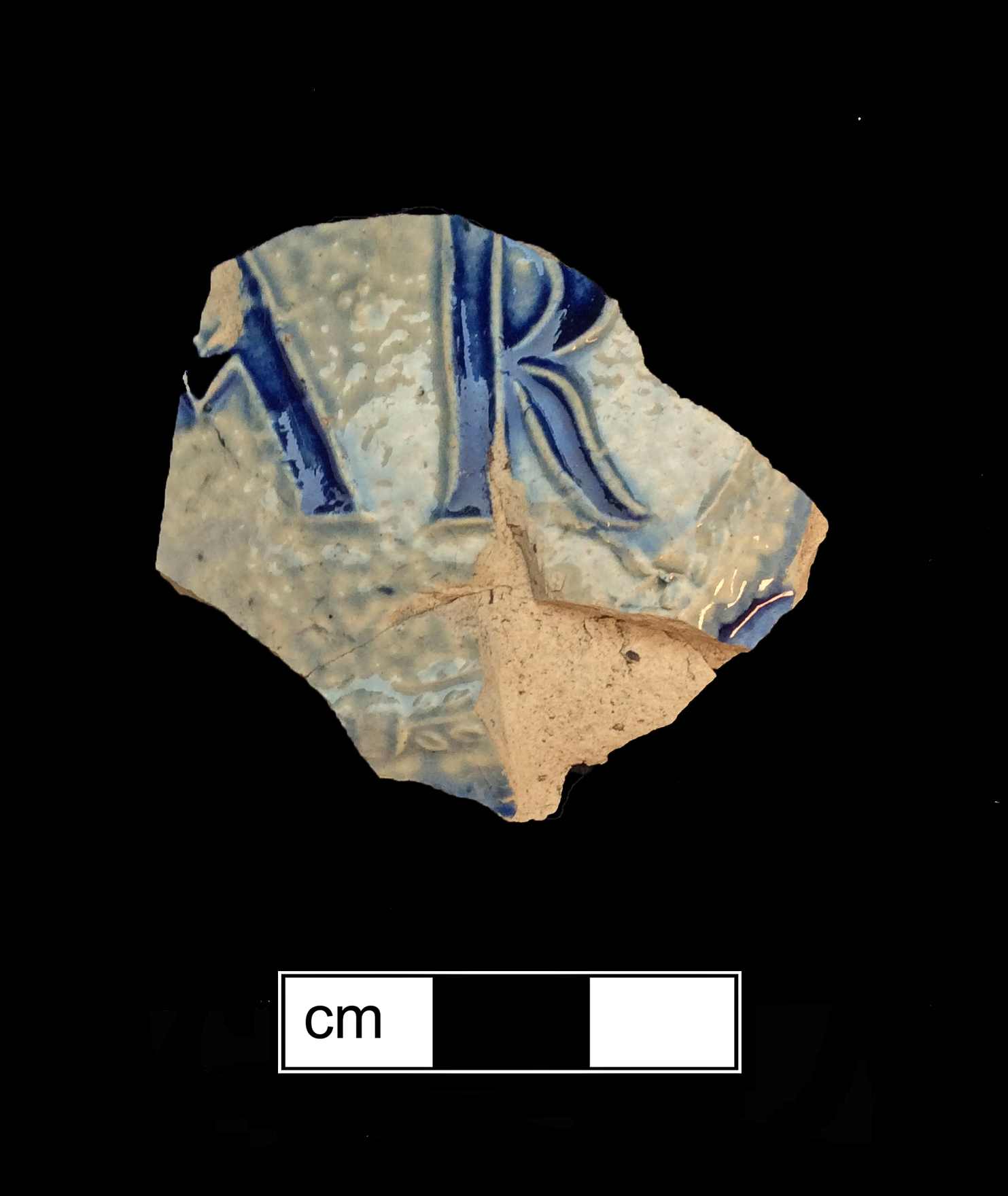 Image of Rhenish blue on gray stoneware fragment.