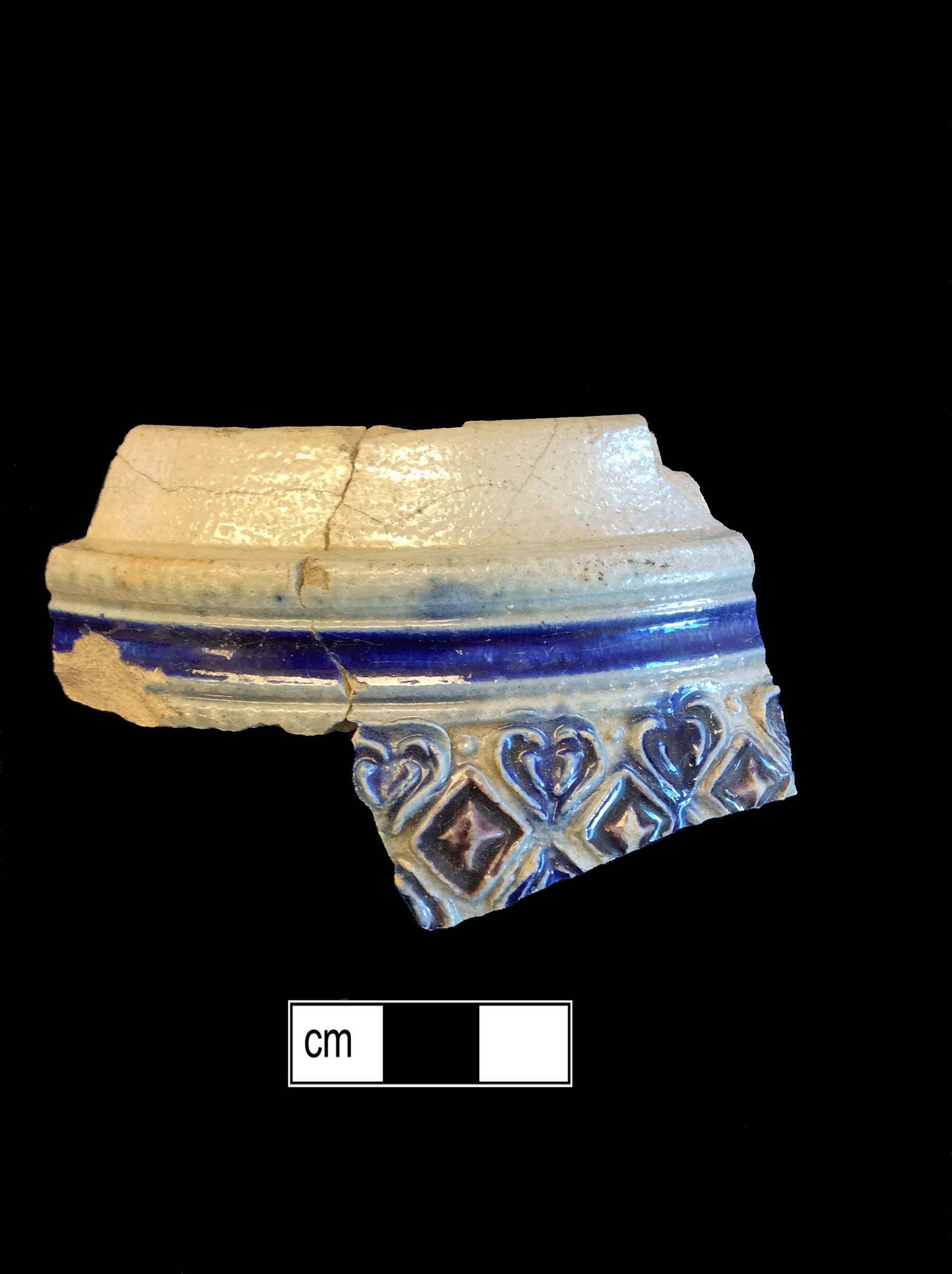 Image of Rhenish blue on gray stoneware fragment.