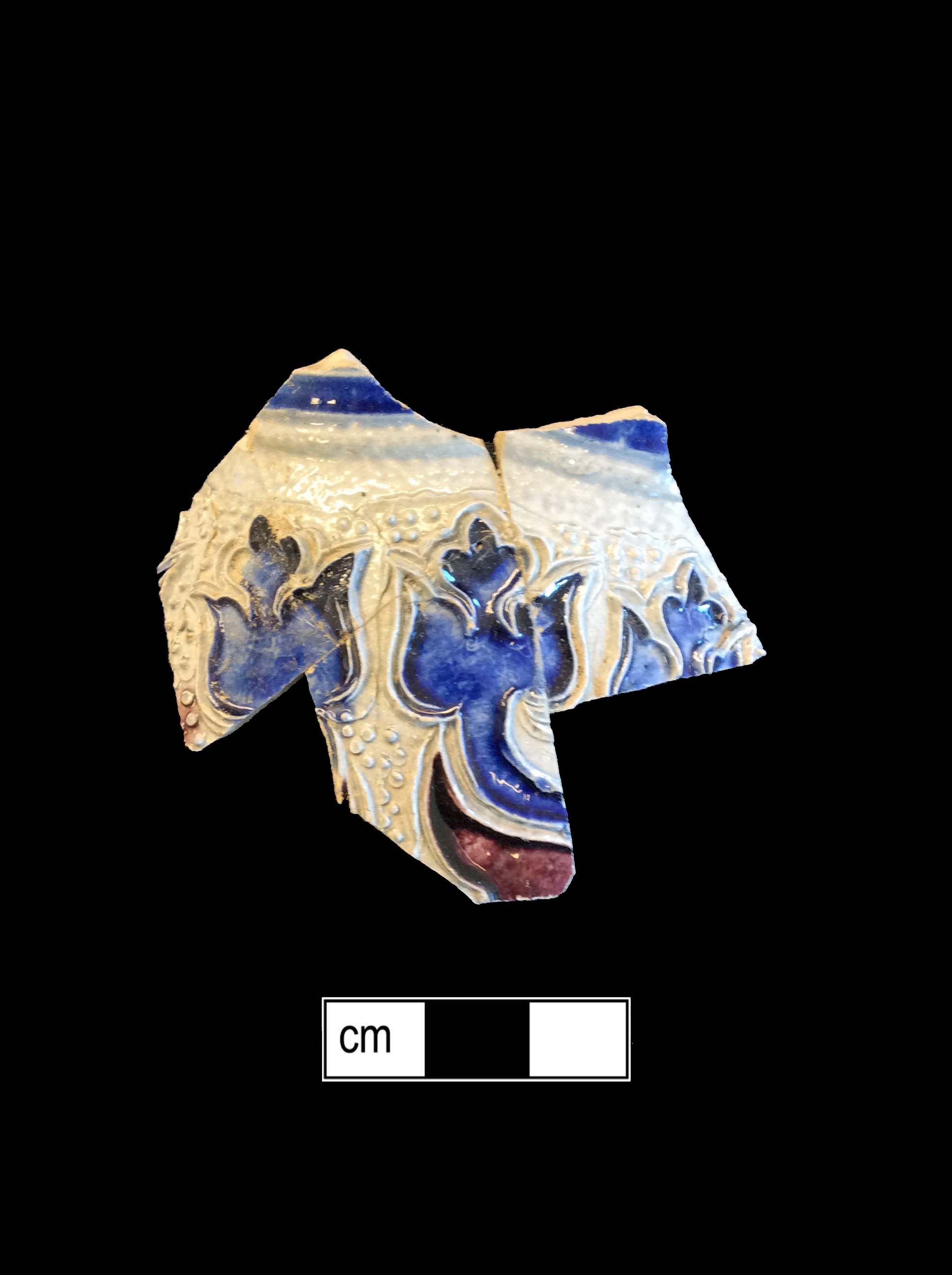 Image of Rhenish blue on gray stoneware fragment.