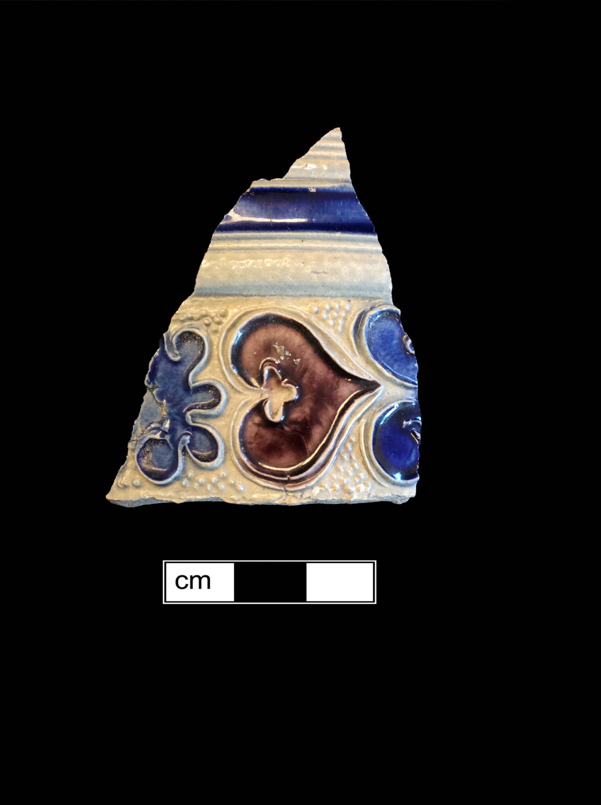 Image of Rhenish blue on gray stoneware fragment.