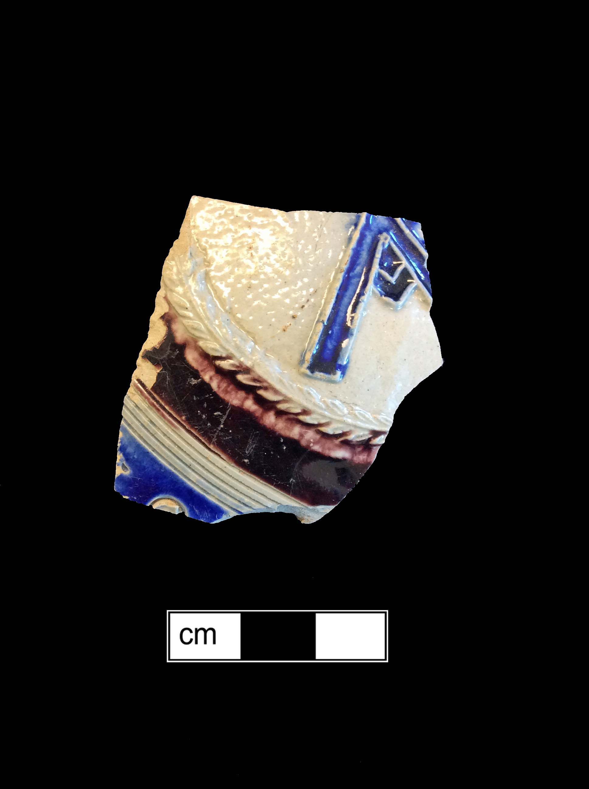 Image of Rhenish blue on gray stoneware fragment.