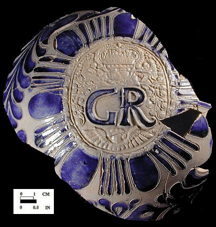 Image of Rhenish blue on gray stoneware fragment.