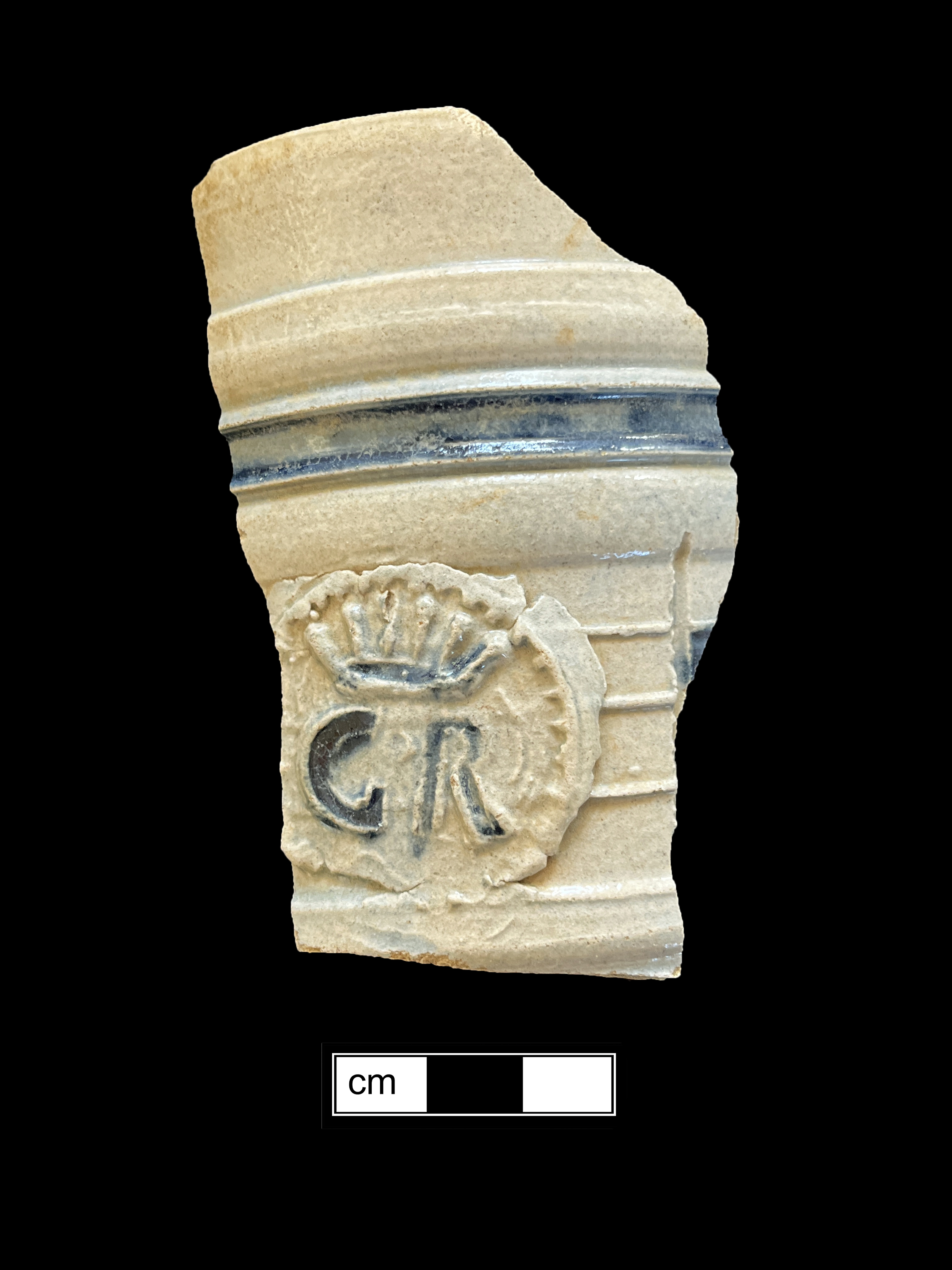 Image of Rhenish blue on gray stoneware fragment.