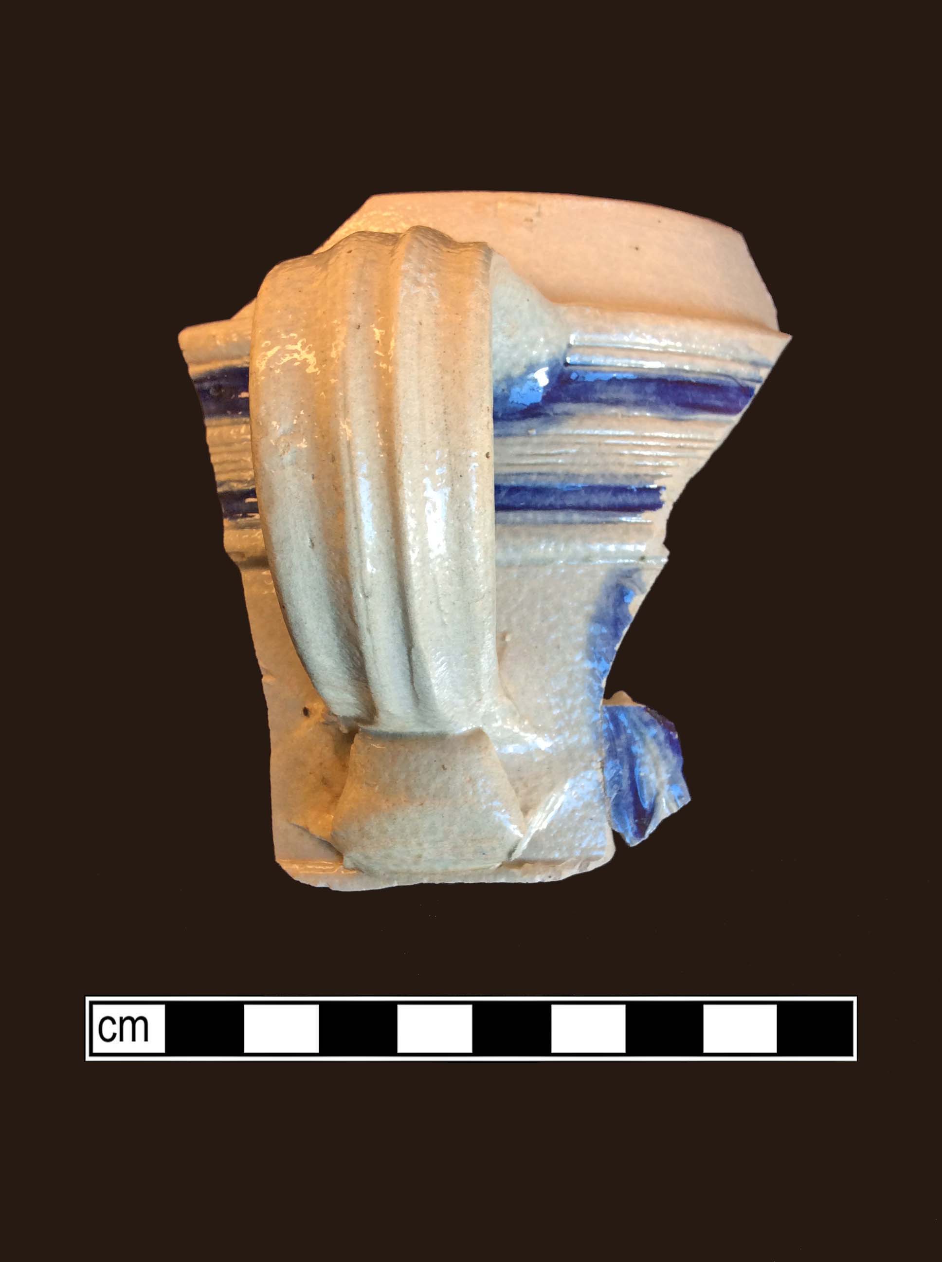 Image of Rhenish blue on gray stoneware fragment.