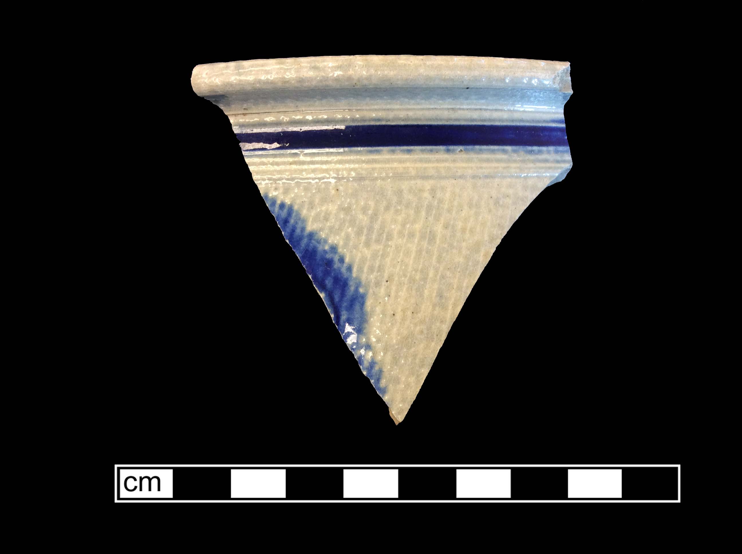 Image of Rhenish blue on gray stoneware fragment.
