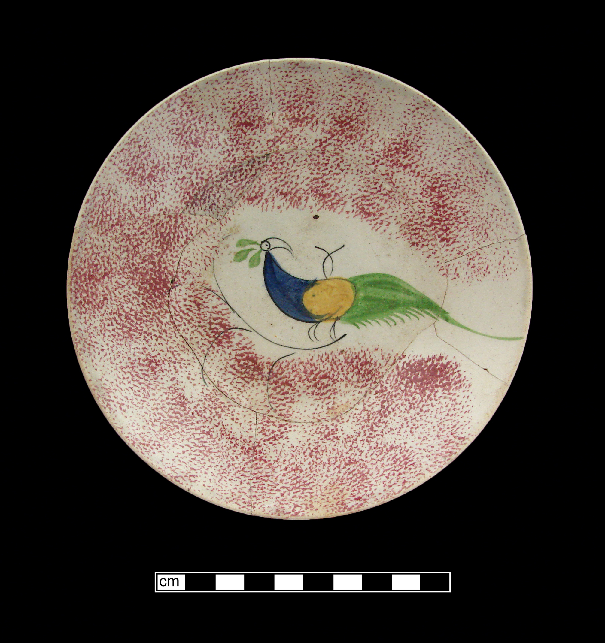 Image of sponge decorated earthenware fragment.