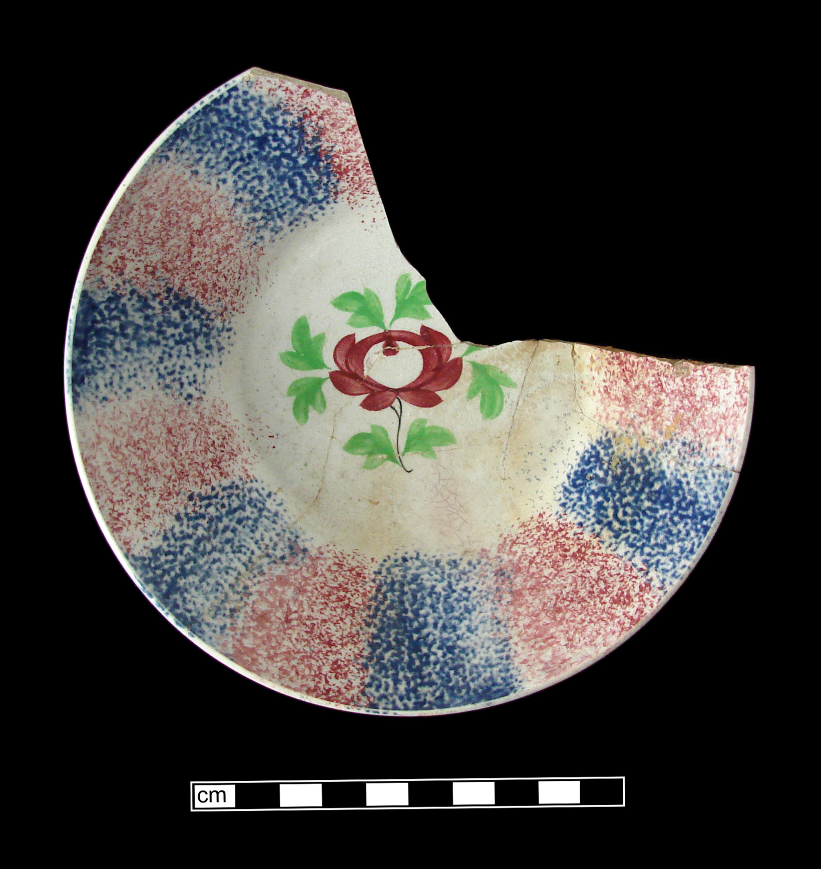 Image of sponge decorated earthenware fragment.