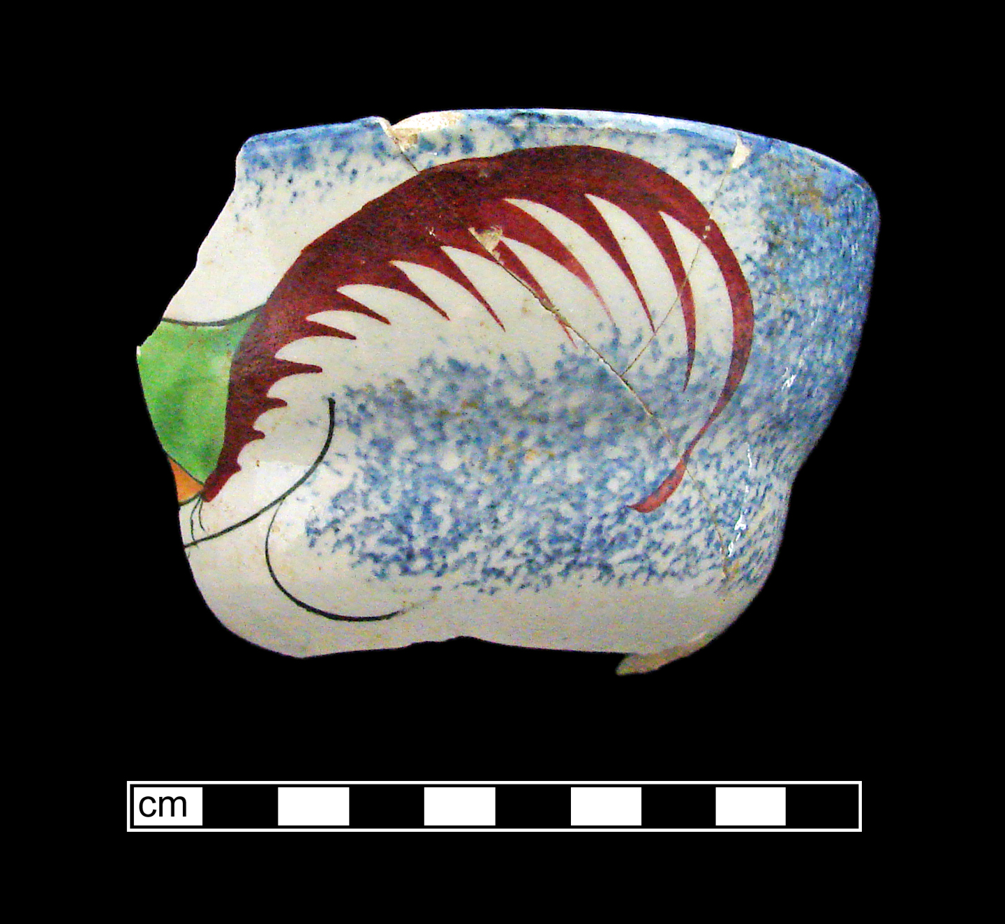 Image of sponge decorated earthenware fragment.
