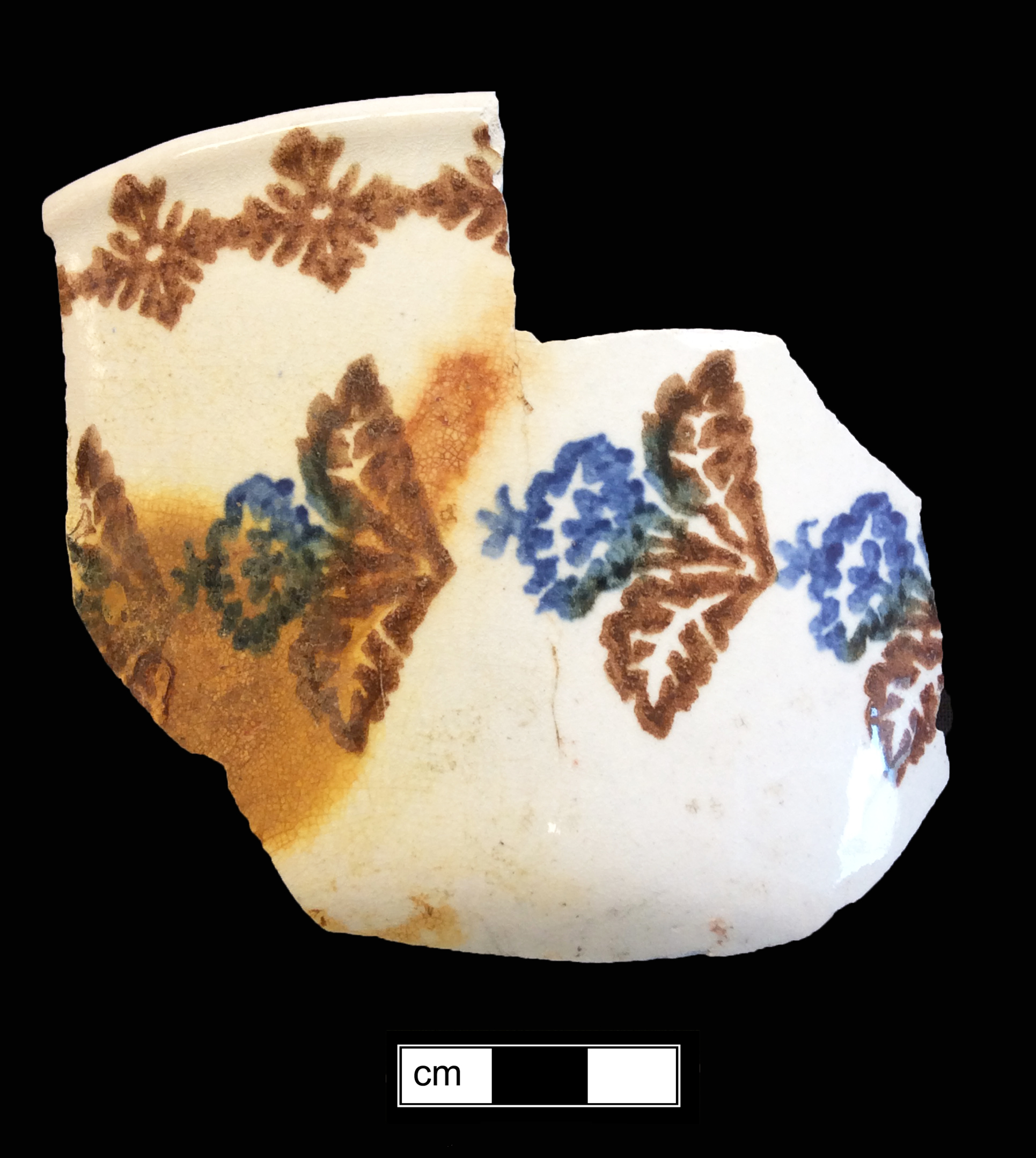Image of sponge decorated earthenware fragment.