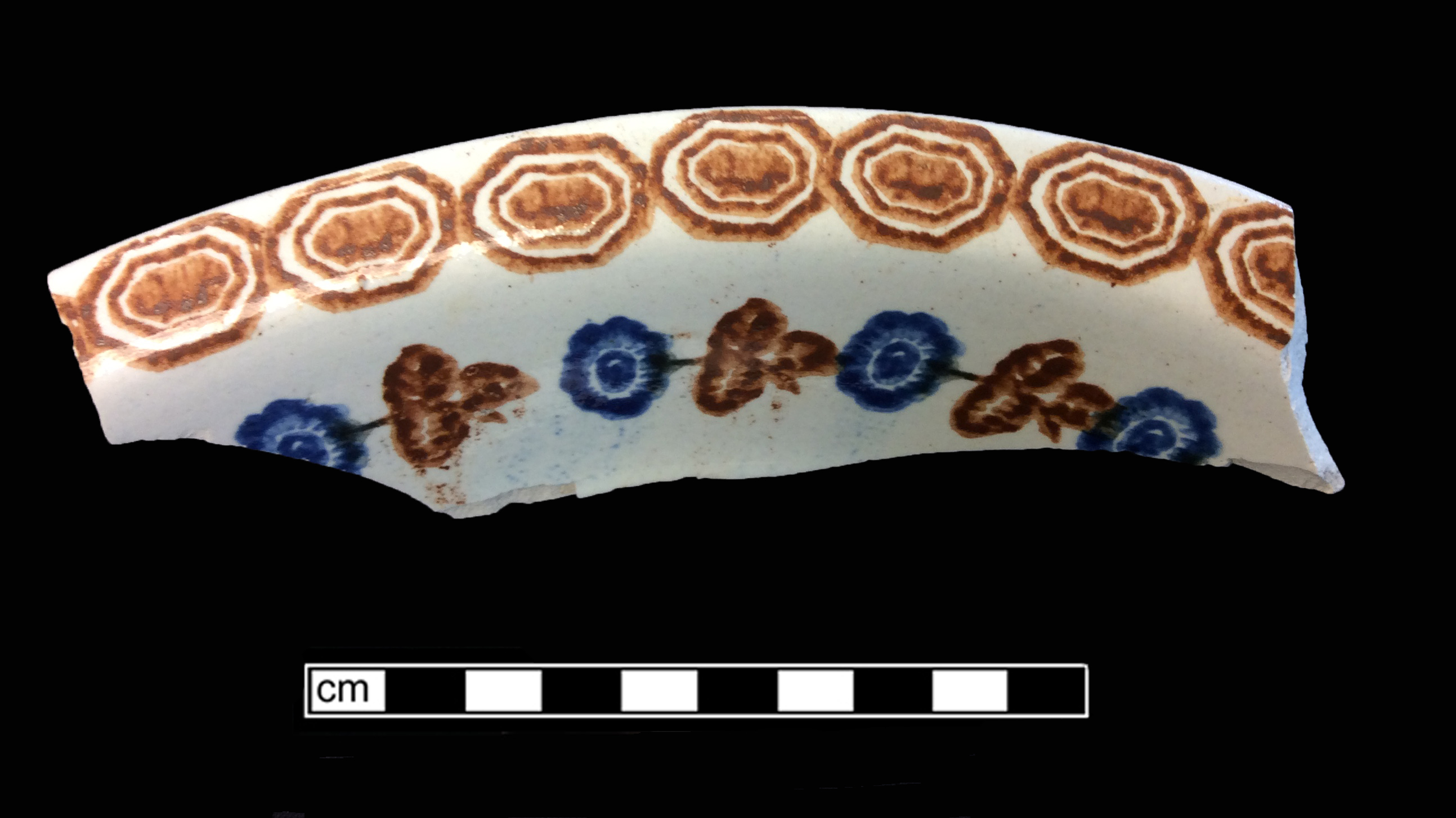 Image of sponge decorated earthenware fragment.