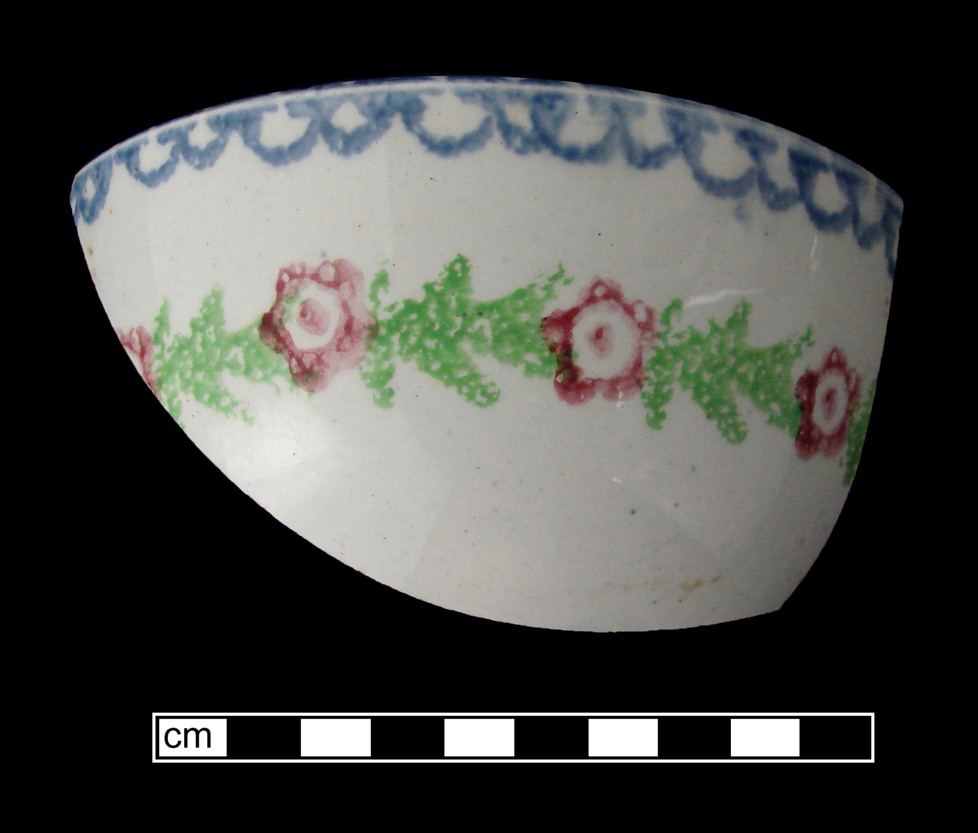 Image of sponge decorated earthenware fragment.