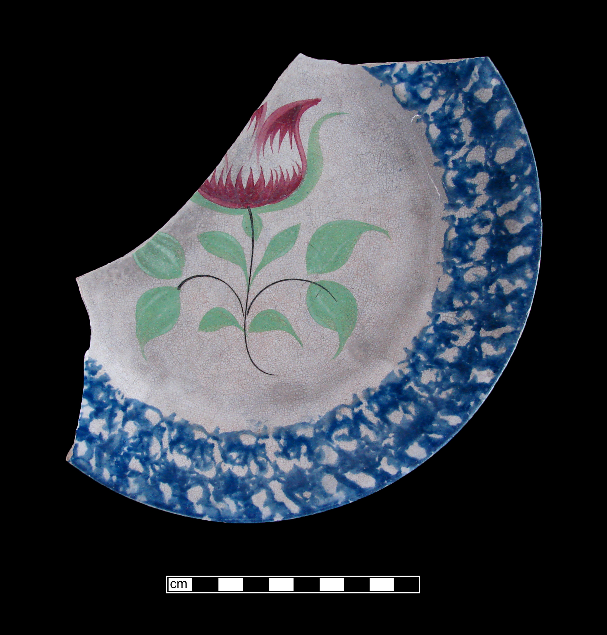 Image of sponge decorated earthenware fragment.