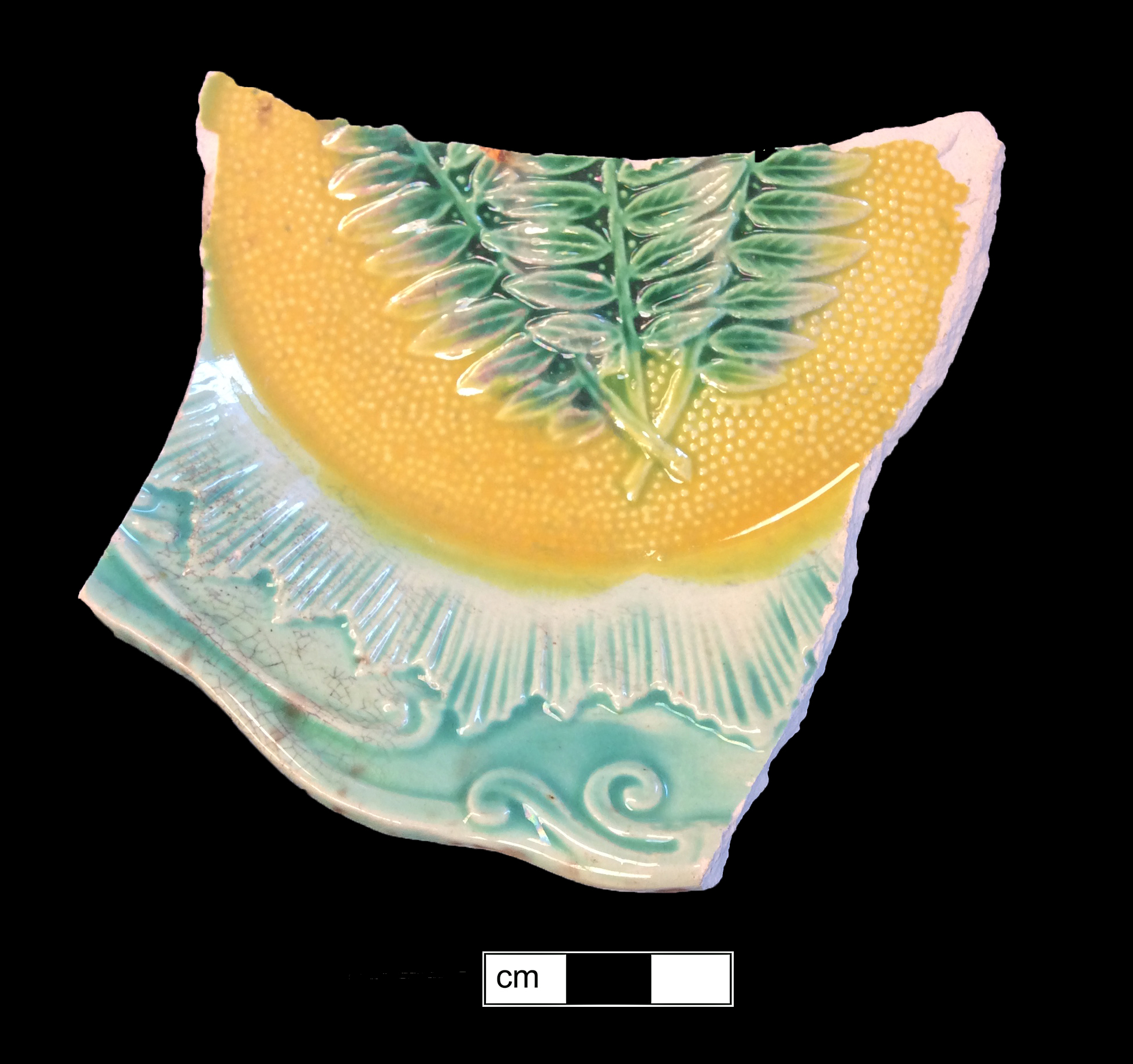 Image of Victorian majolica fragment.