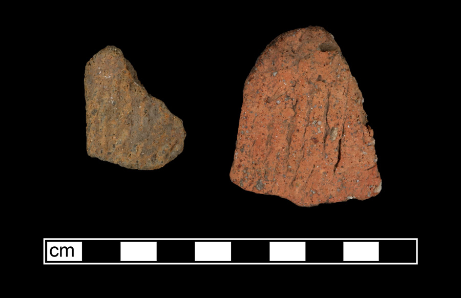 Image of ceramic, Crushed Quartz Tempered Body with Cord-Marked Surface Treatment, Accokeek type, Undecorated