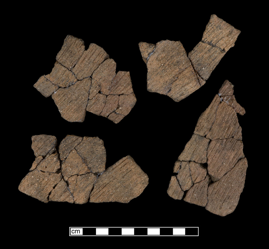 Image of ceramic, Sand Tempered Mended Body with Cord-Marked Surface Treatment, Accokeek type, Undecorated