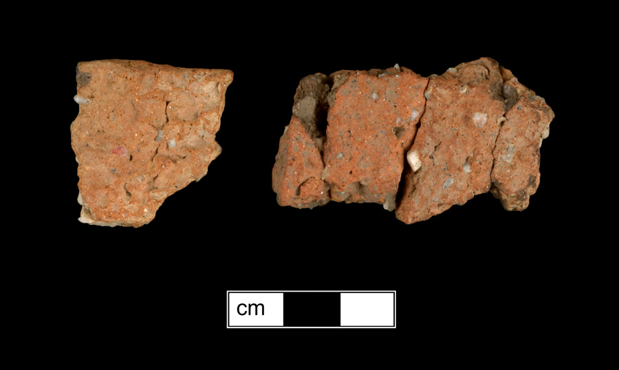 Image of ceramic, Crushed Quartz Tempered Mended Body with Net-Impressed Surface Treatment, Accokeek type, Undecorated