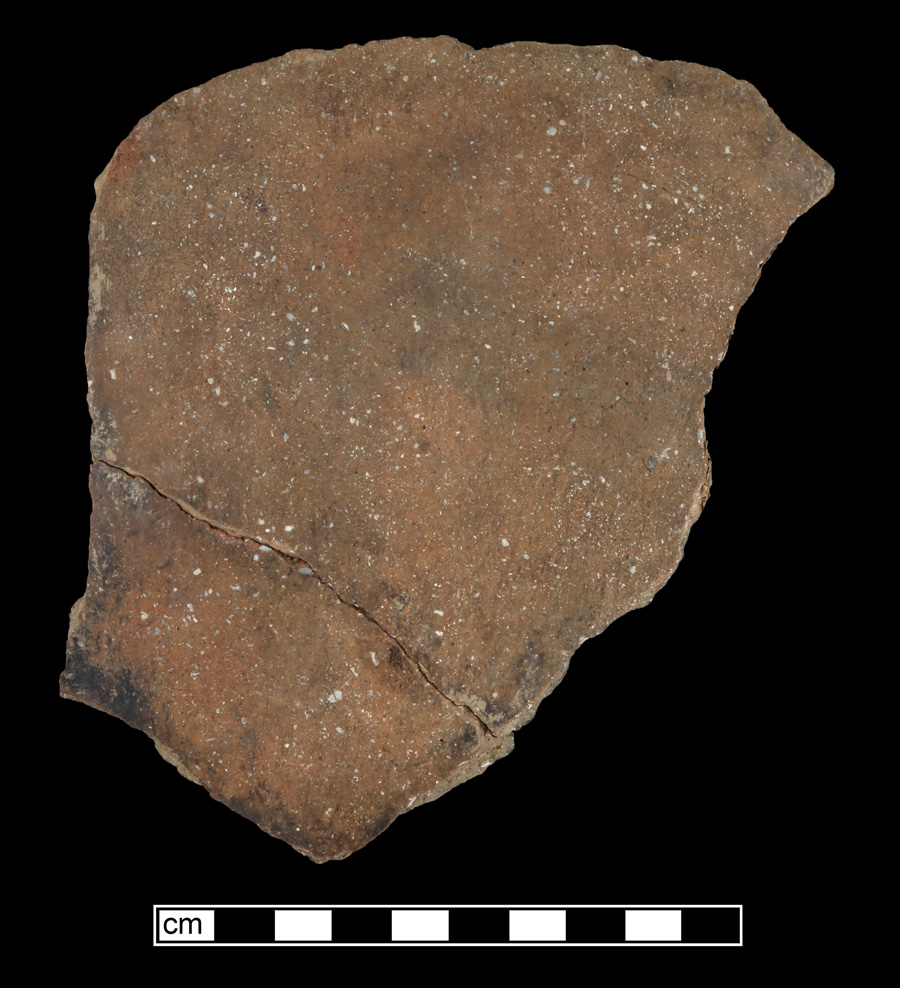 Image of ceramic, Shell Tempered Mended Body with Cord-Marked/Smoothed Surface Treatment, Keyser type, Undecorated