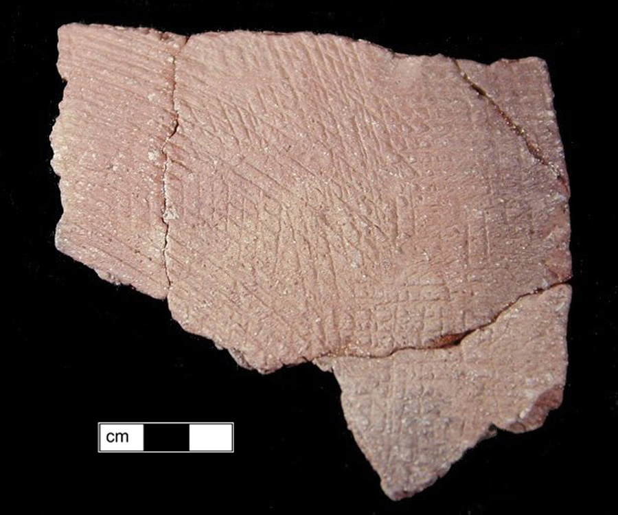 Image of ceramic, Steatite Tempered Mended Body with Plain/Smoothed Surface Treatment, Marcey Creek type, Undecorated
