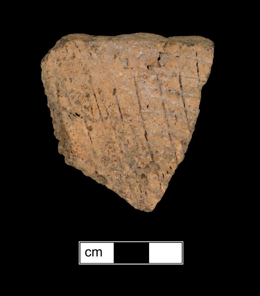 Image of ceramic, Shell Tempered Body with Net-Impressed Surface Treatment, Mockley type, Undecorated