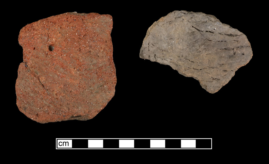 Image of ceramic, Sand Tempered Body with Cord-Marked Surface Treatment, Pope's Creek type, Punctate