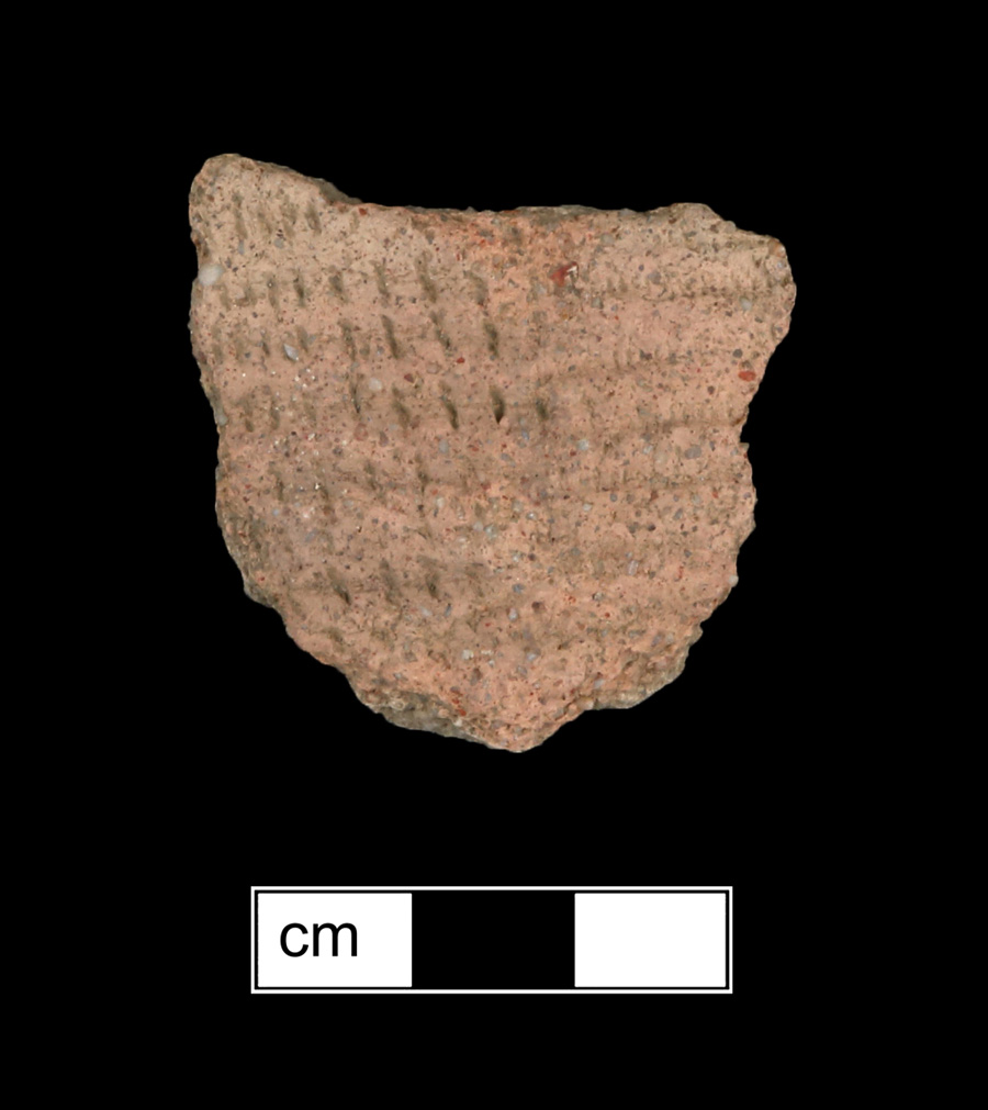 Image of ceramic, Crushed Quartz Tempered Body with Unidentified Surface Treatment, Potomac Creek type, Cord-Wrapped Stick