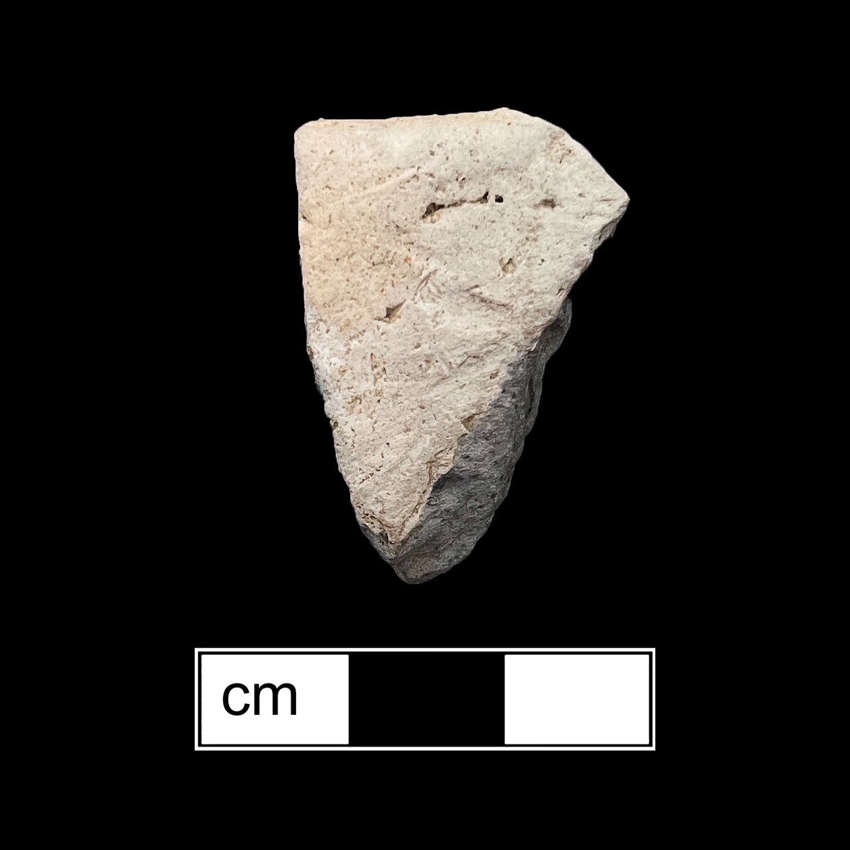 Image of ceramic, Temperless Tempered Rim with Cord-Marked/Smoothed Surface Treatment, Colonoware type, Undecorated