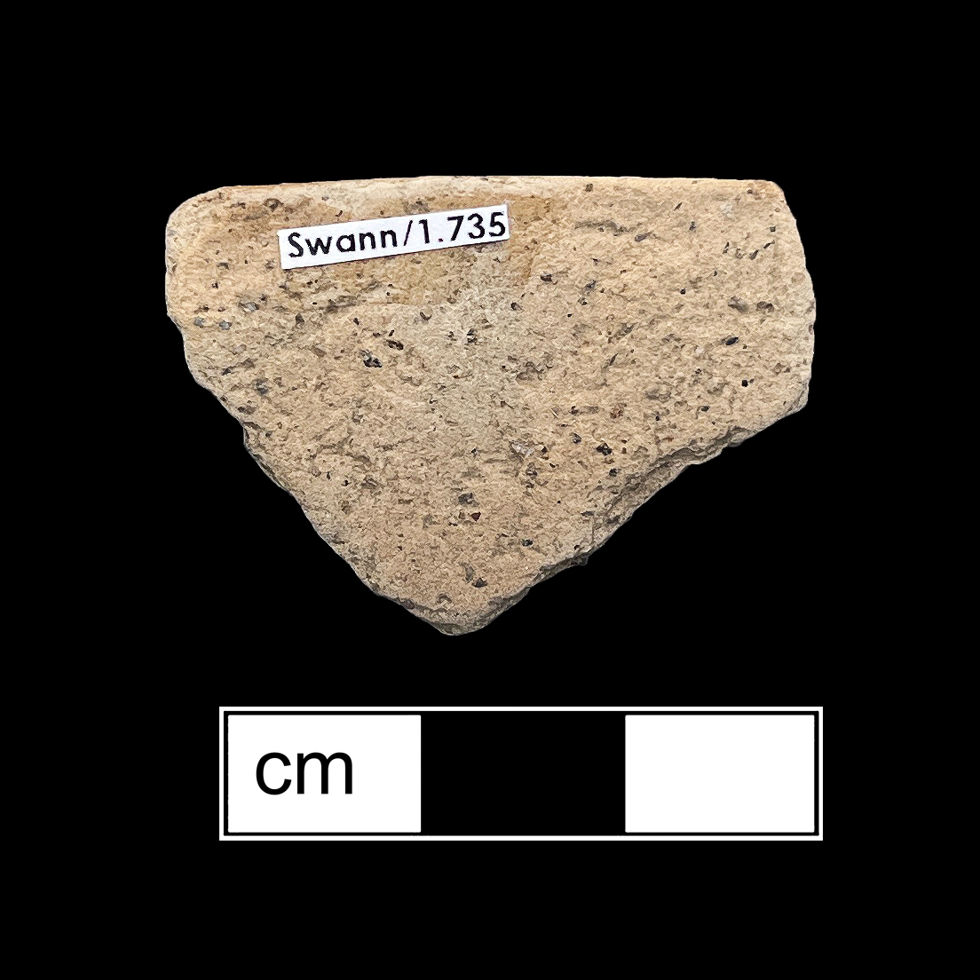 Image of ceramic, Temperless Tempered Rim with Plain/Smoothed Surface Treatment, Colonoware type, Undecorated