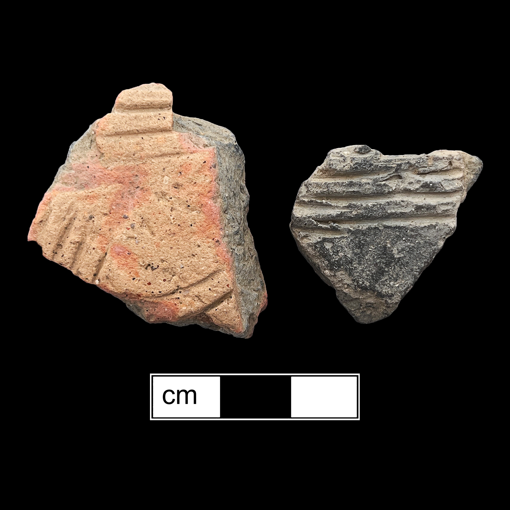 Image of ceramic, Temperless Tempered Body with Plain/Smoothed Surface Treatment, Colonoware type, Incised