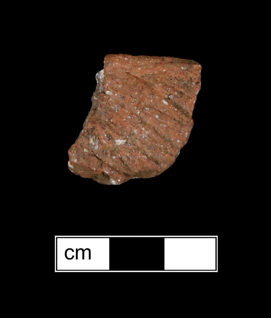 Image of ceramic, Steatite Tempered Rim with Cord-Marked Surface Treatment, Selden Island type, Undecorated