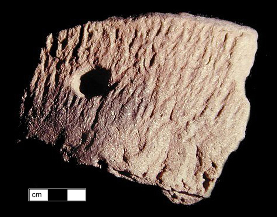 Image of ceramic, Steatite Tempered Body with Cord-Marked Surface Treatment, Selden Island type, Undecorated