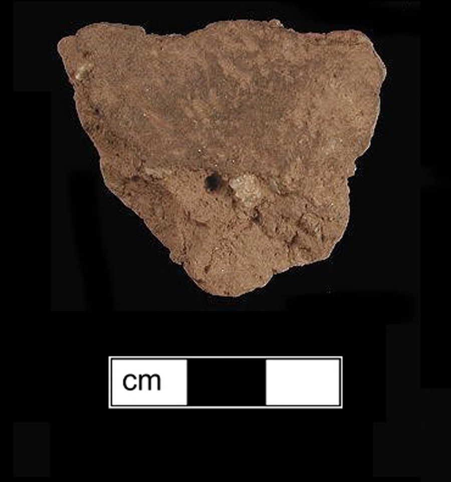 Image of ceramic, Gneiss Tempered Body with Cord-Marked/Smoothed Surface Treatment, Shenk's Ferry type, Undecorated