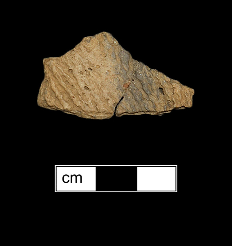Image of ceramic, Shell Tempered Mended Body with Cord-Marked Surface Treatment, Sullivan Cove type, Undecorated