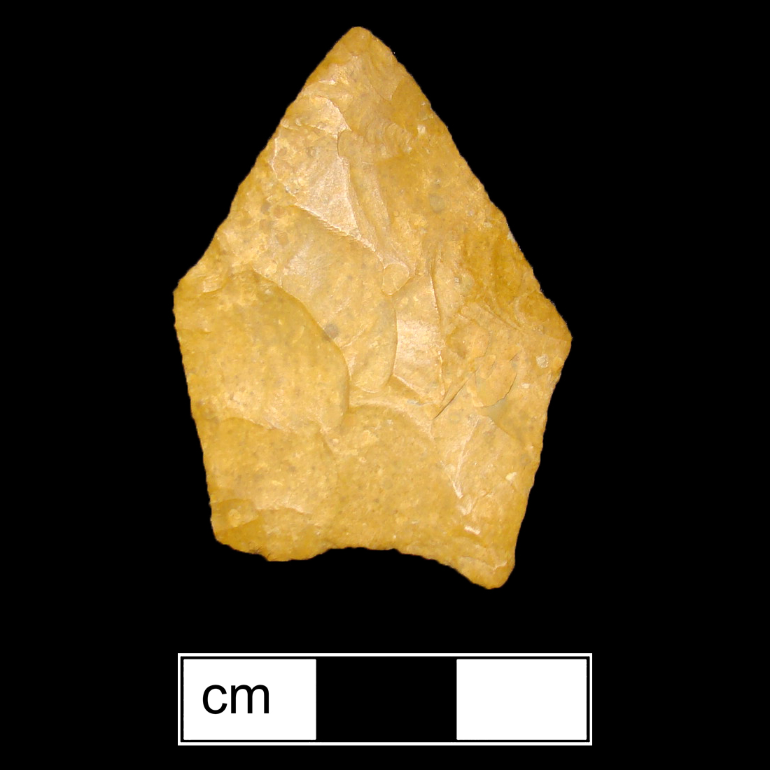 Image of stone projectile point made of Jasper, Pentagonal shape, with a N/A stem, Excurvate blade, and Concave base shape. Jacks Reef Pentagonal type.